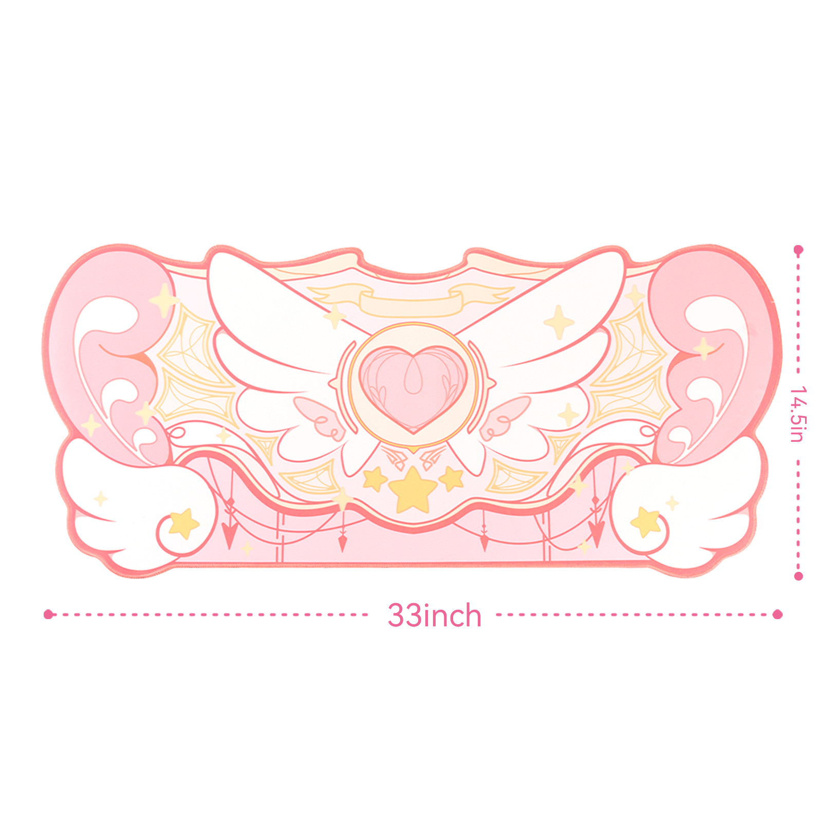 GeekShare Extended Mouse Pad Wrist Rest Non-Slip Rubber Mouse Mat Star Wing Pink