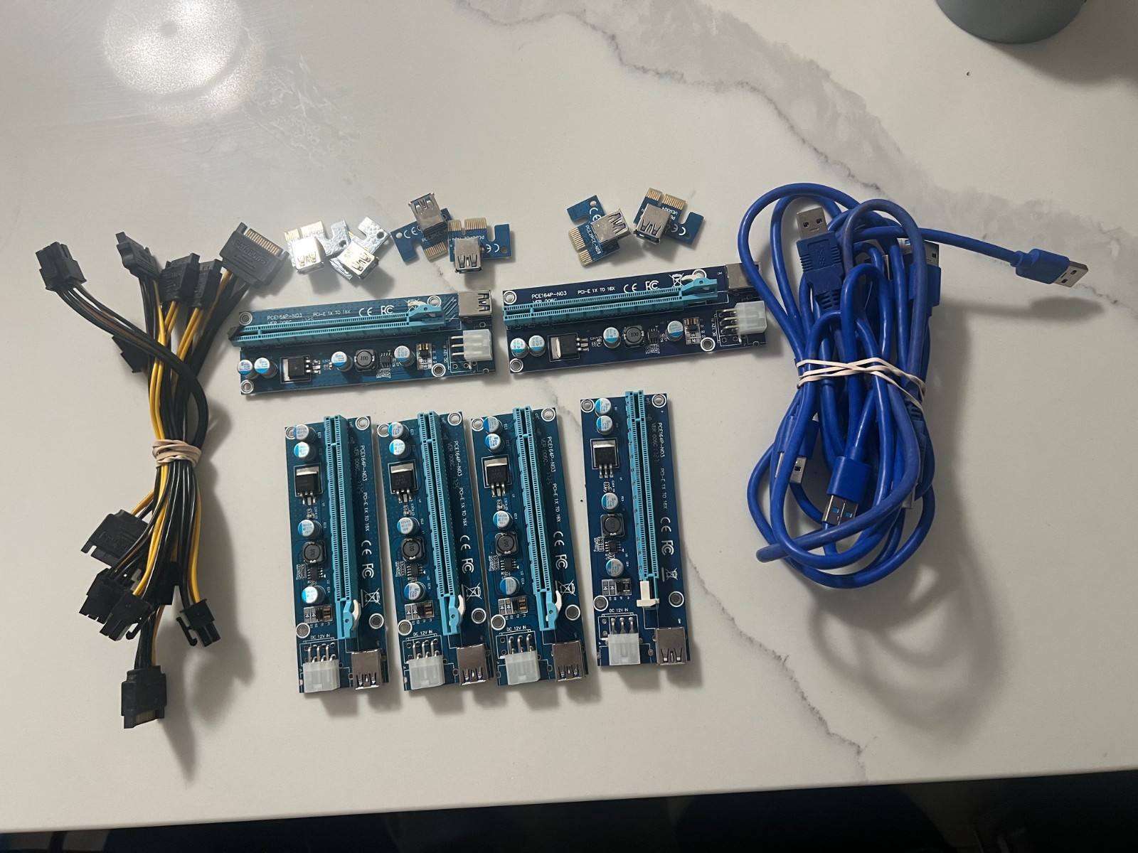 6X GPU Riser Card PCE164P-N09 VER009S Plus PCI-E 1x To 16x cables
