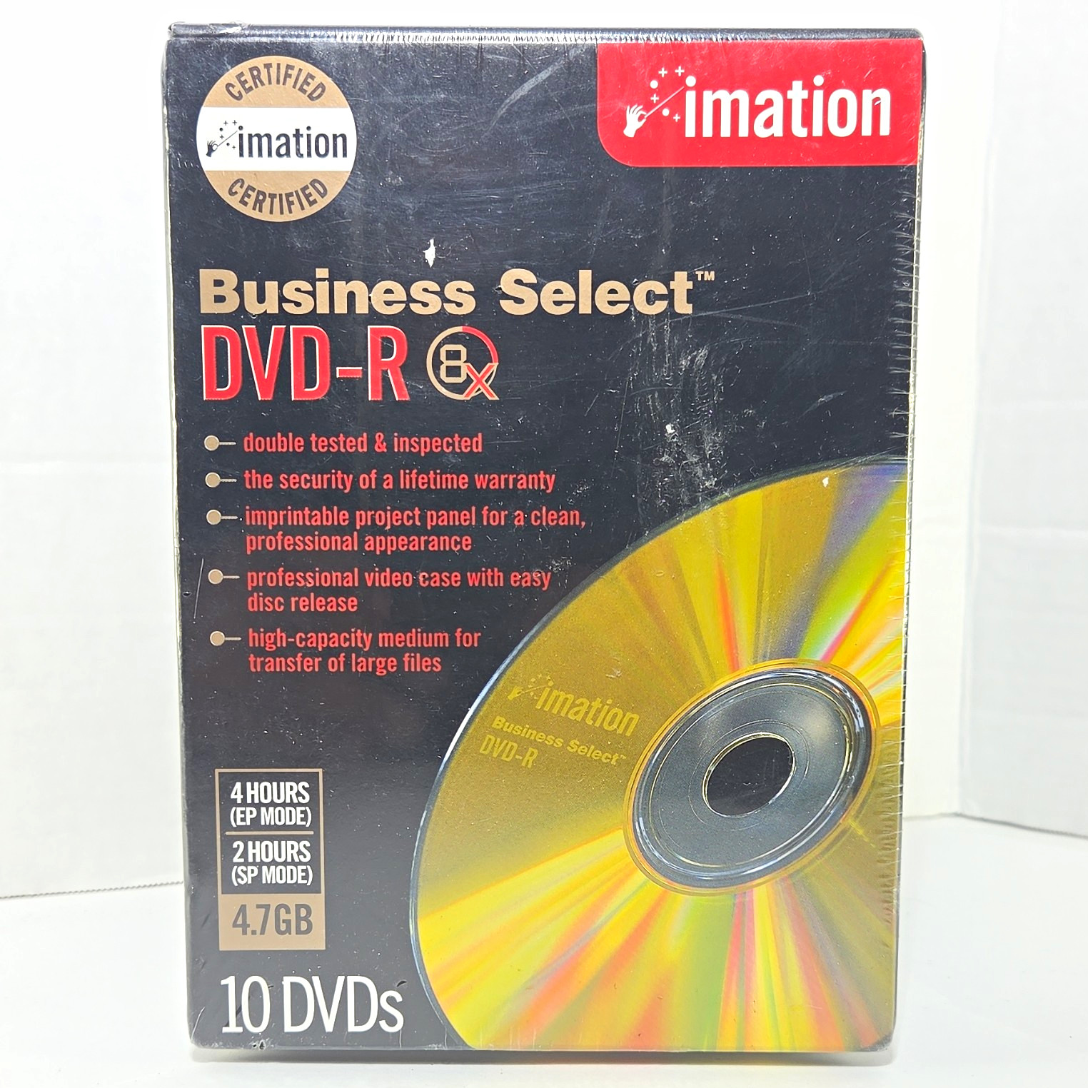 Imation Business Select DVD-R Recordable 4.7GB 8x 10-Pack Tall/DVD Case