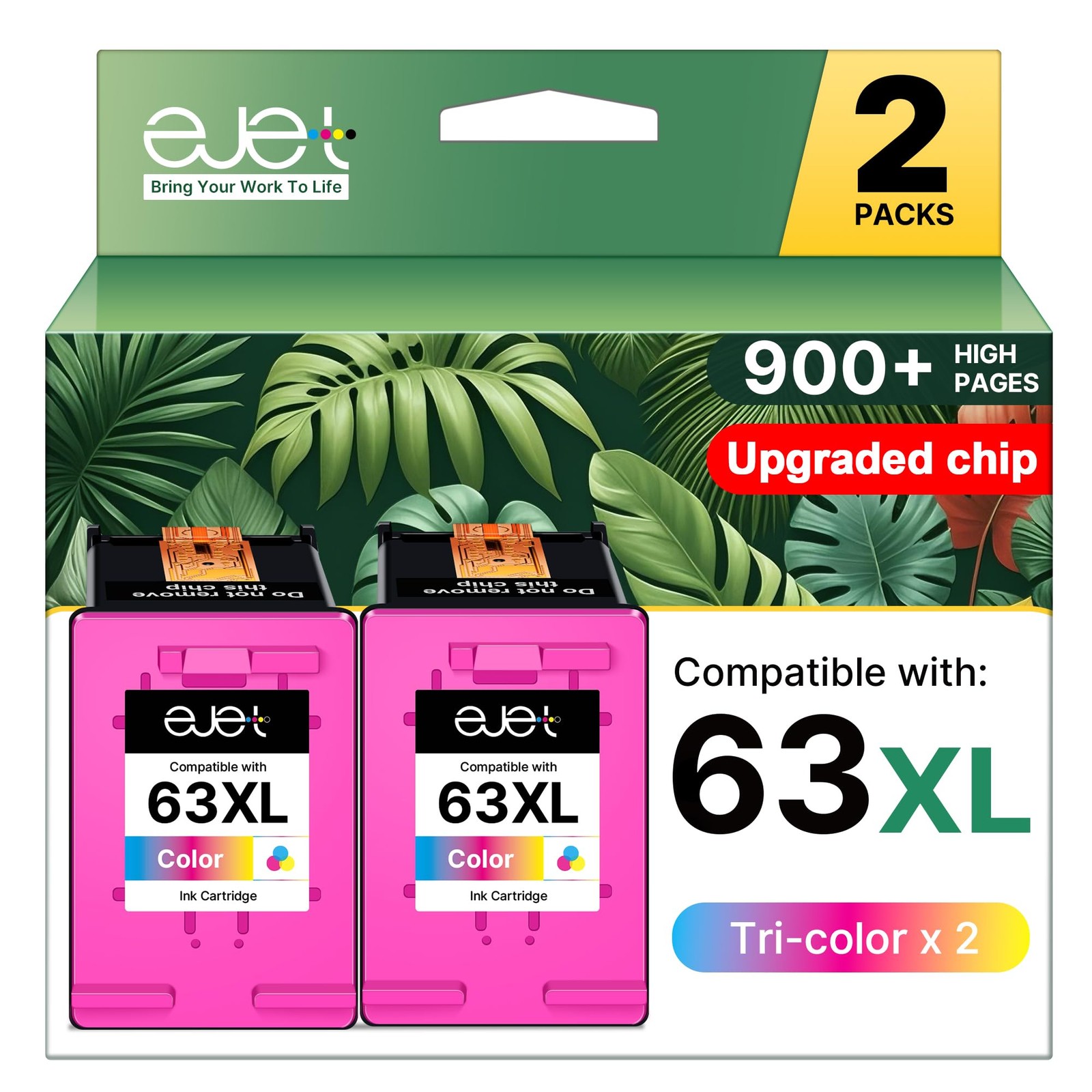 63XL Color Ink Cartridges Replacement for HP Ink 63 Color Ink Cartridges