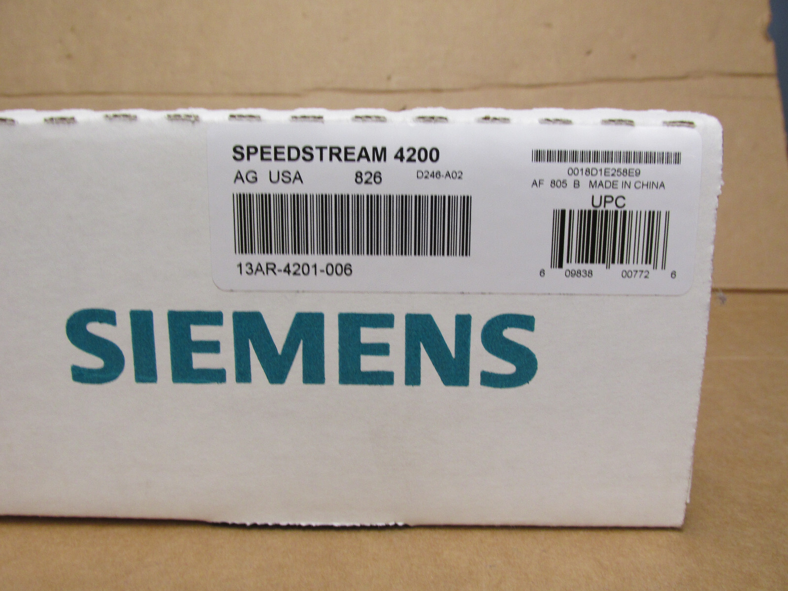 SIEMENS SPEEDSTREAM 4200 ETHERNET ADSL MODEM W/ POWER SUPPLY