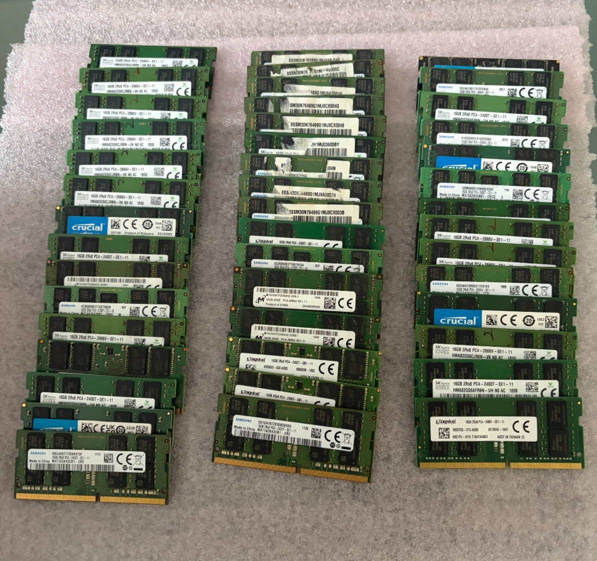 LOT OF 45 - 16GB DDR4 PC4 Laptop Memory / RAM- Major Brands /Mixed Speeds Tested