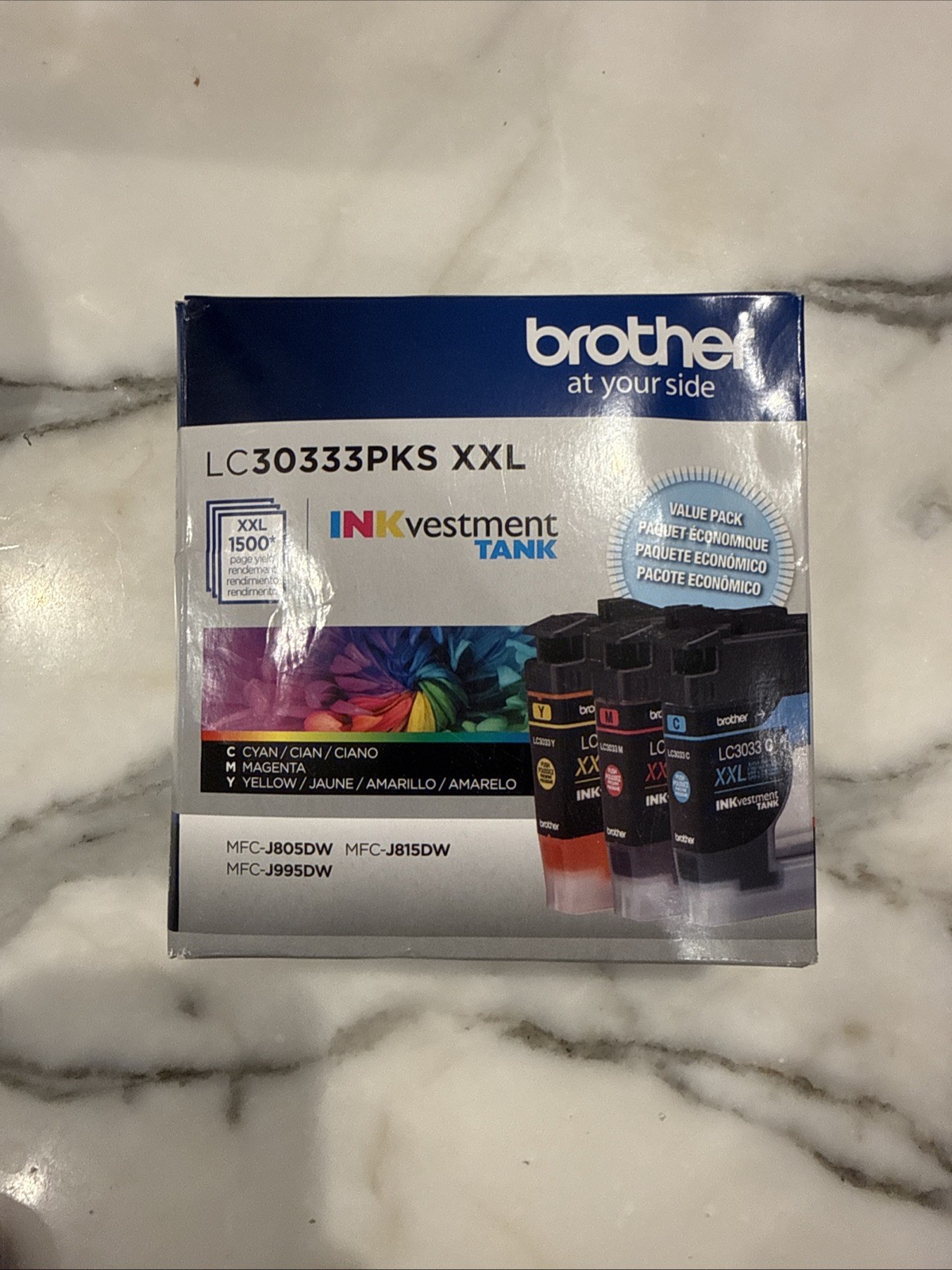 Brother Genuine LC30333PKS XXL Color Ink 3-Pack Cyan Magenta Yellow expired 2/25