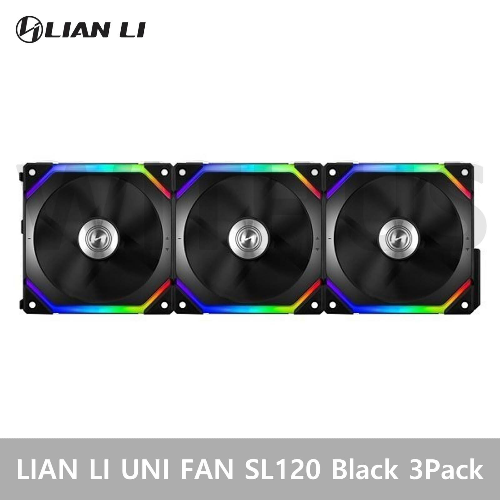 LIAN LI UNI FAN SL120 Black 3Pack w/ Controller 800-1900 RPM 120mm - Fedex 