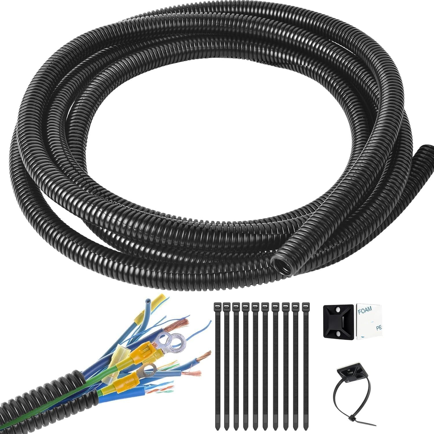 1/2 Inch Wire Loom Split Tubing - 10 ft Cord Protector Electric Wires Covers