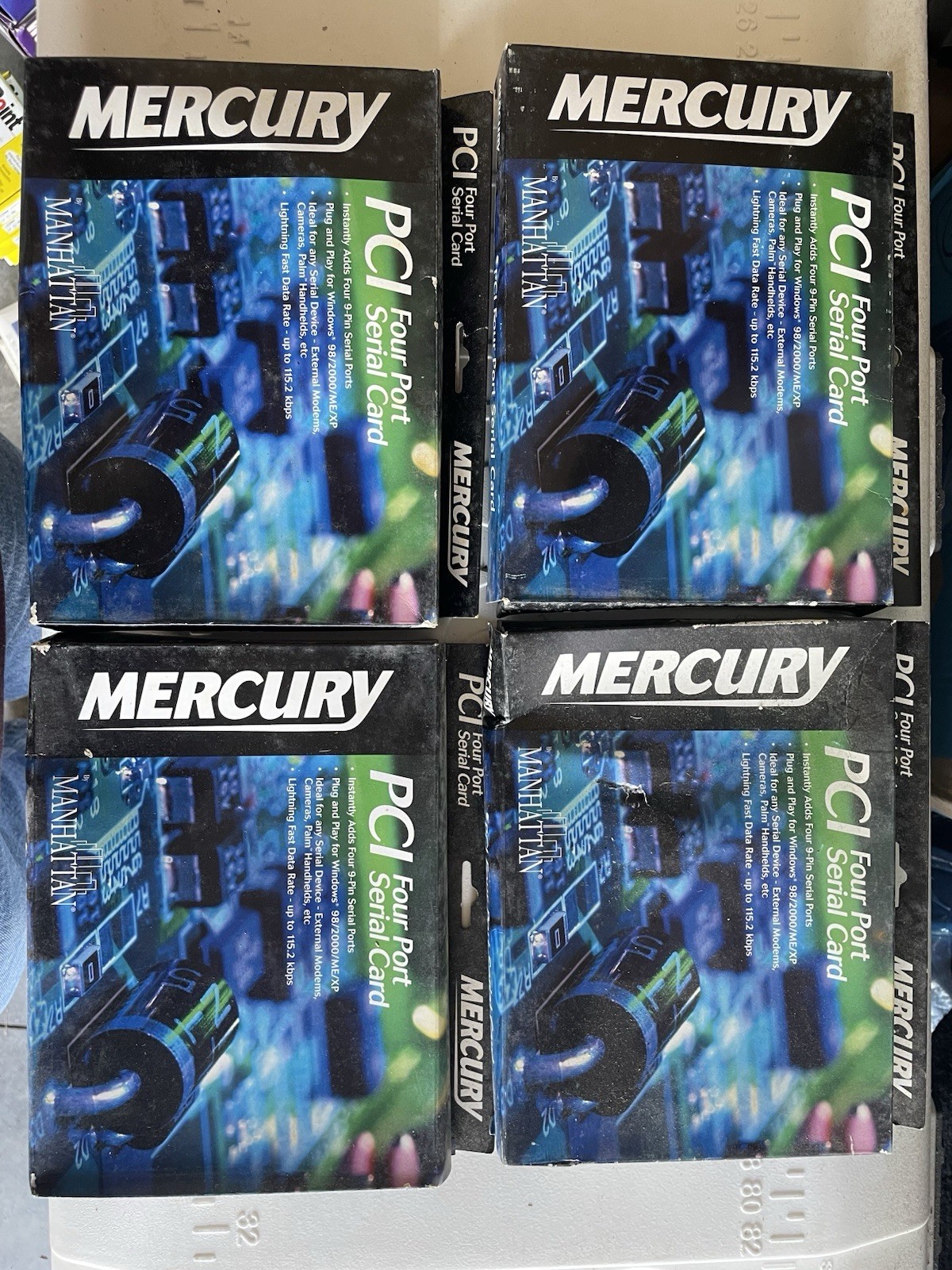 LOT of 4 Manhattan Mercury PCI 4-Port Serial Cards RS-232 16C550