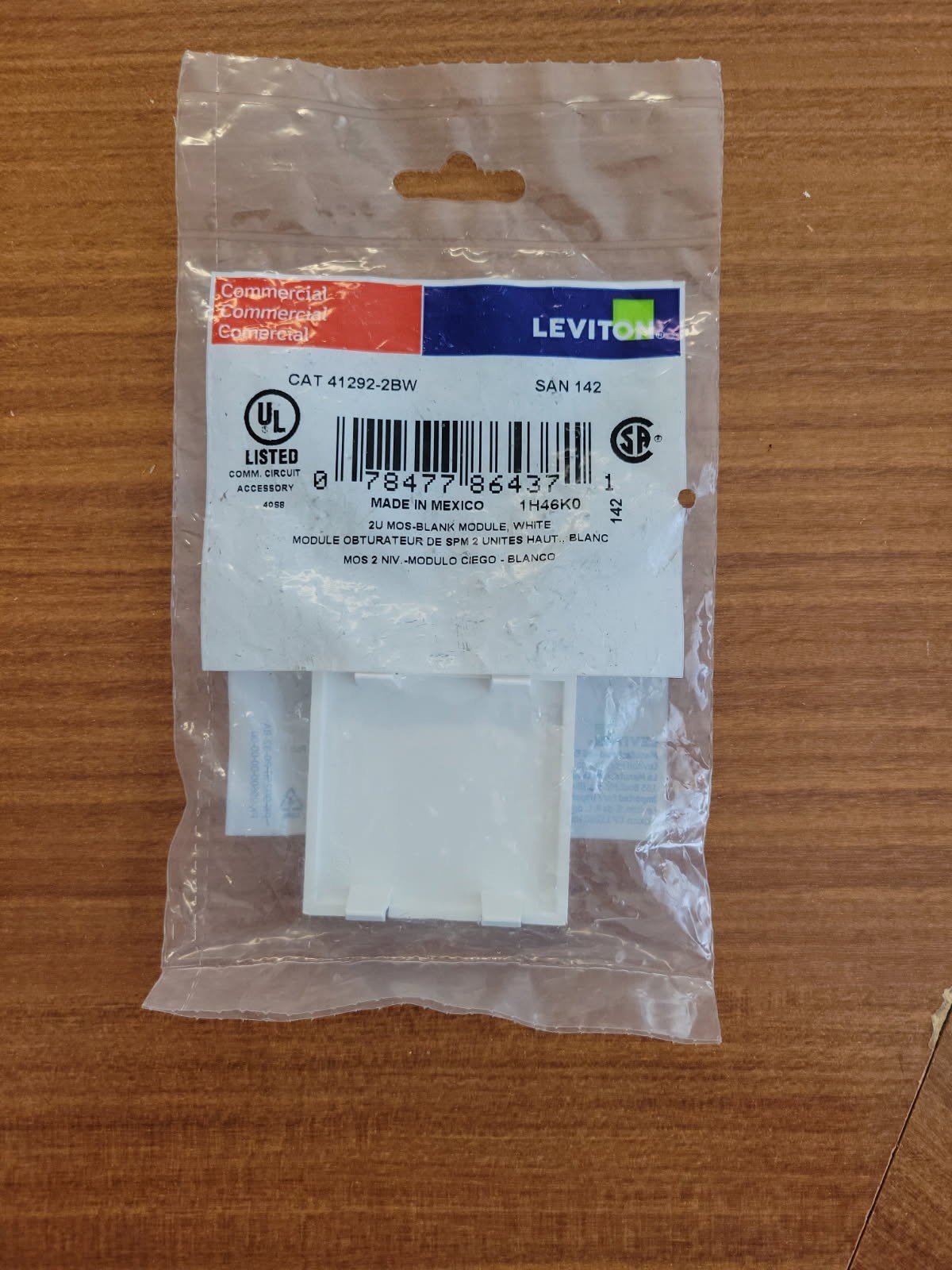 Leviton 41292-2BW - 2U MOS-BLANK MODULE, WHITE, Box of 25