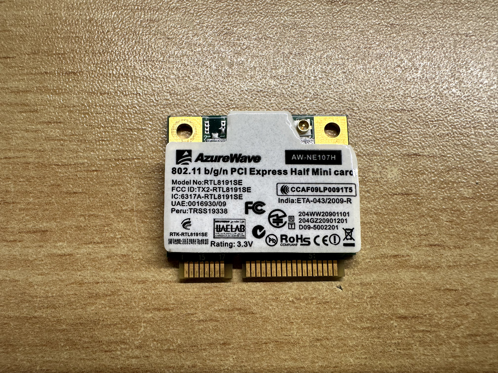 AZUREWAVE AW-NE107H RTL8191SE (4762N) WIFI PCB BOARD