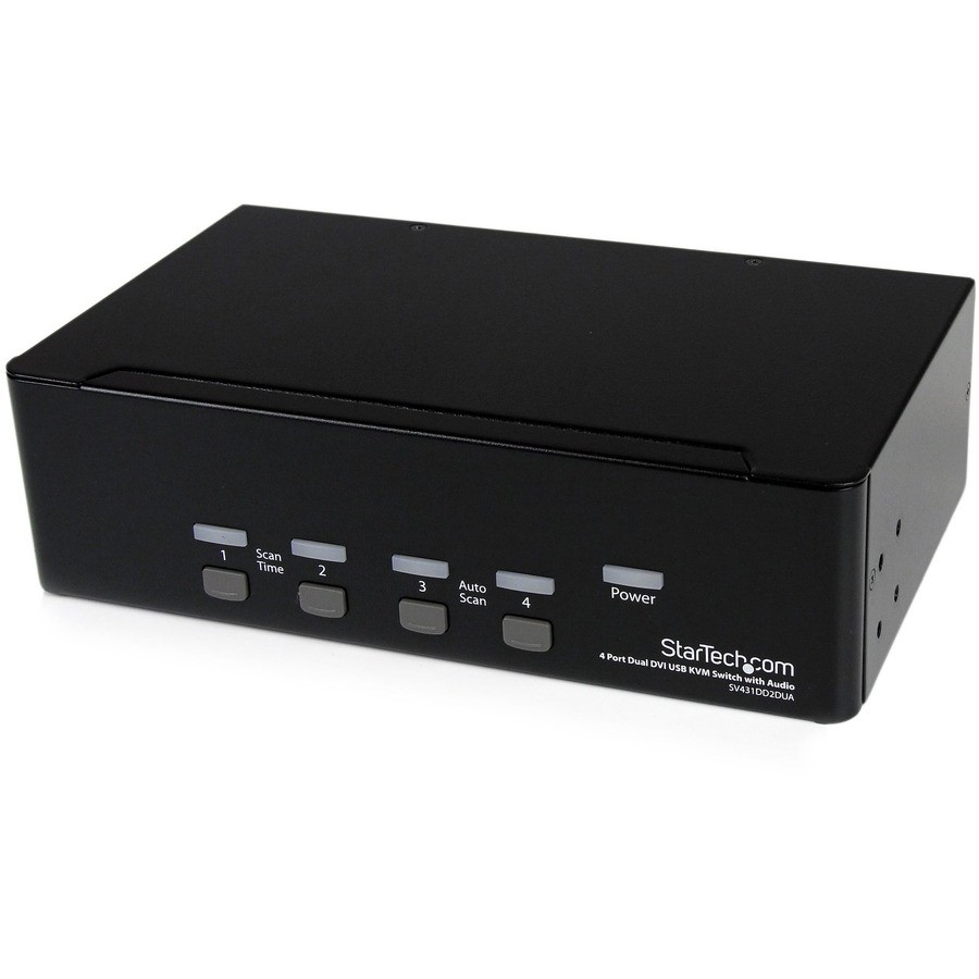 StarTech 4 Port Dual DVI USB KVM Switch with Audio & USB 2.0 Hub