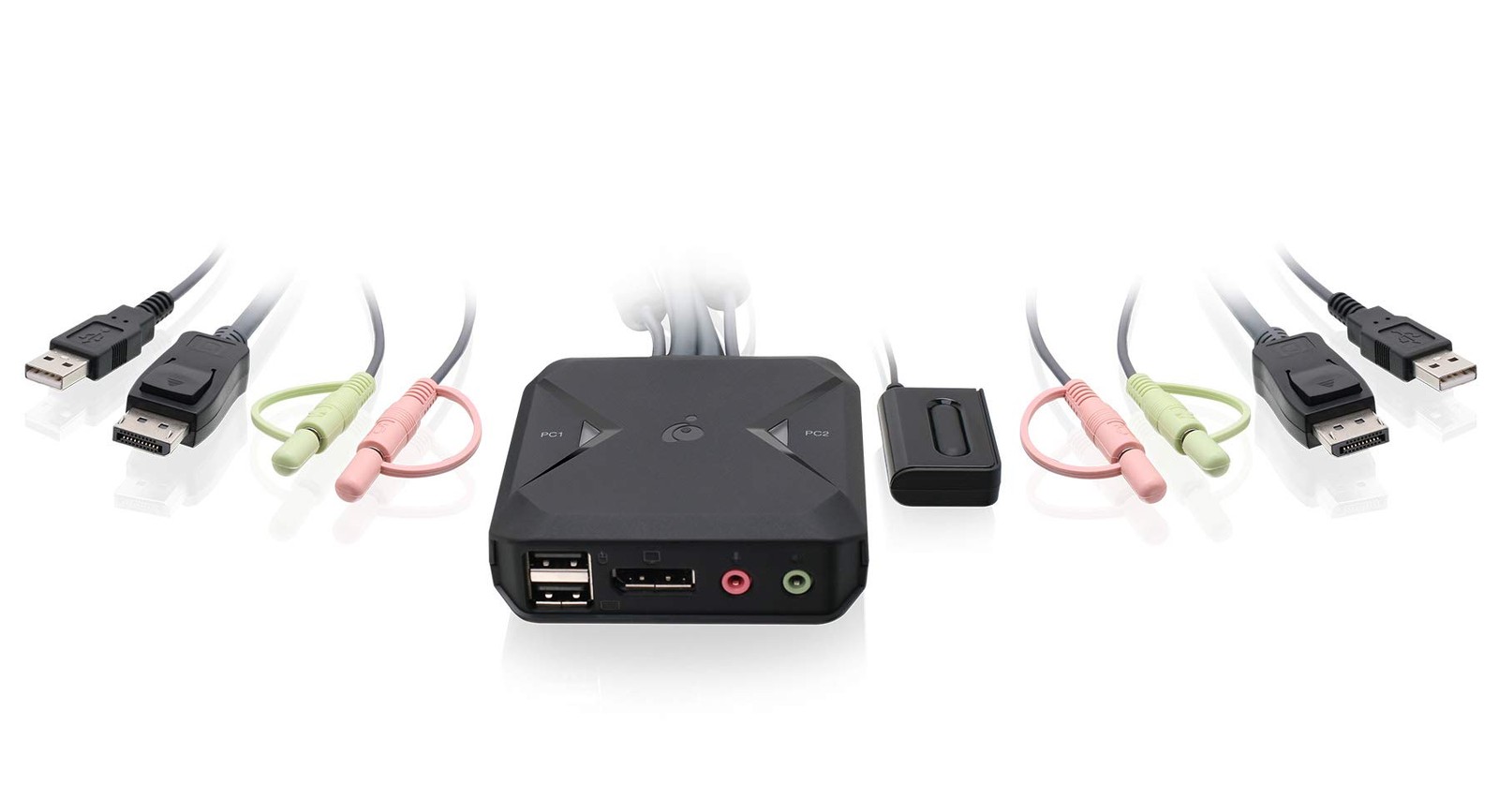 IOGEAR 2-Port USB DisplayPort Cable KVM Switch - 4K 30Hz - Remote Switch Butt...