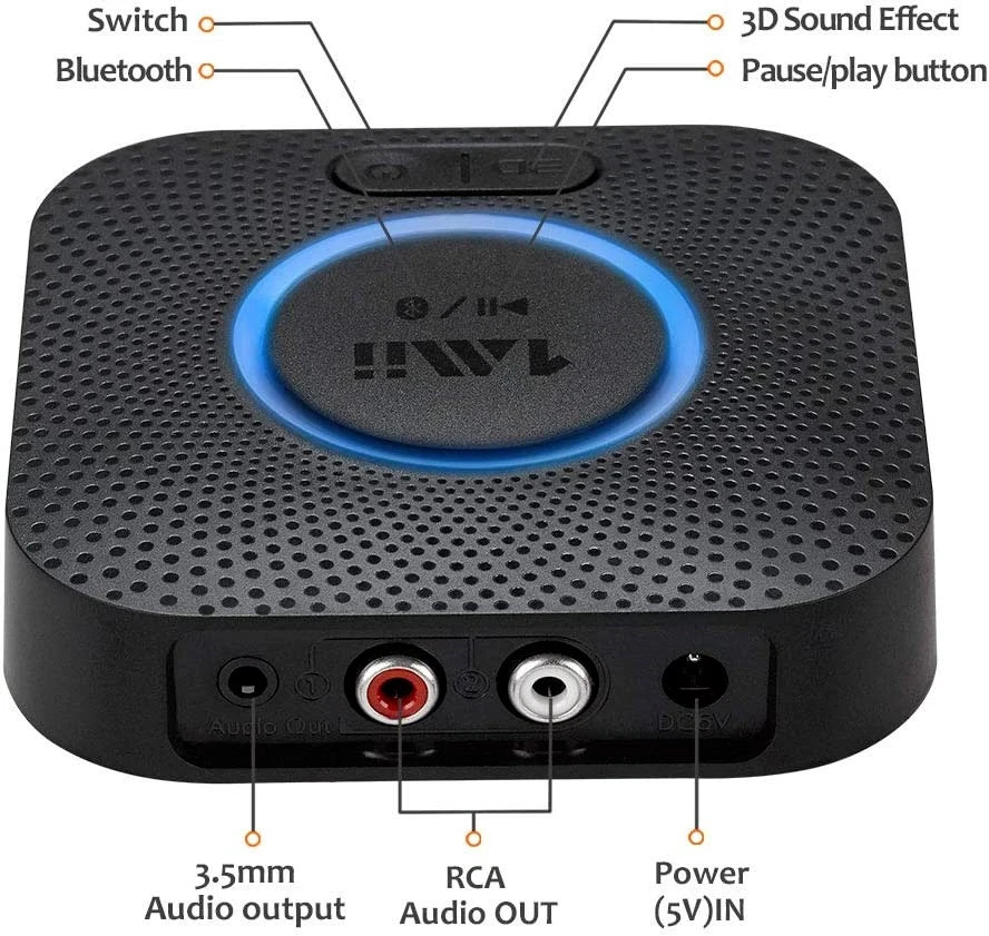 1Mii B06 Plus Bluetooth 5.0 Receiver HiFi Wireless Audio Adapter for Home Stereo