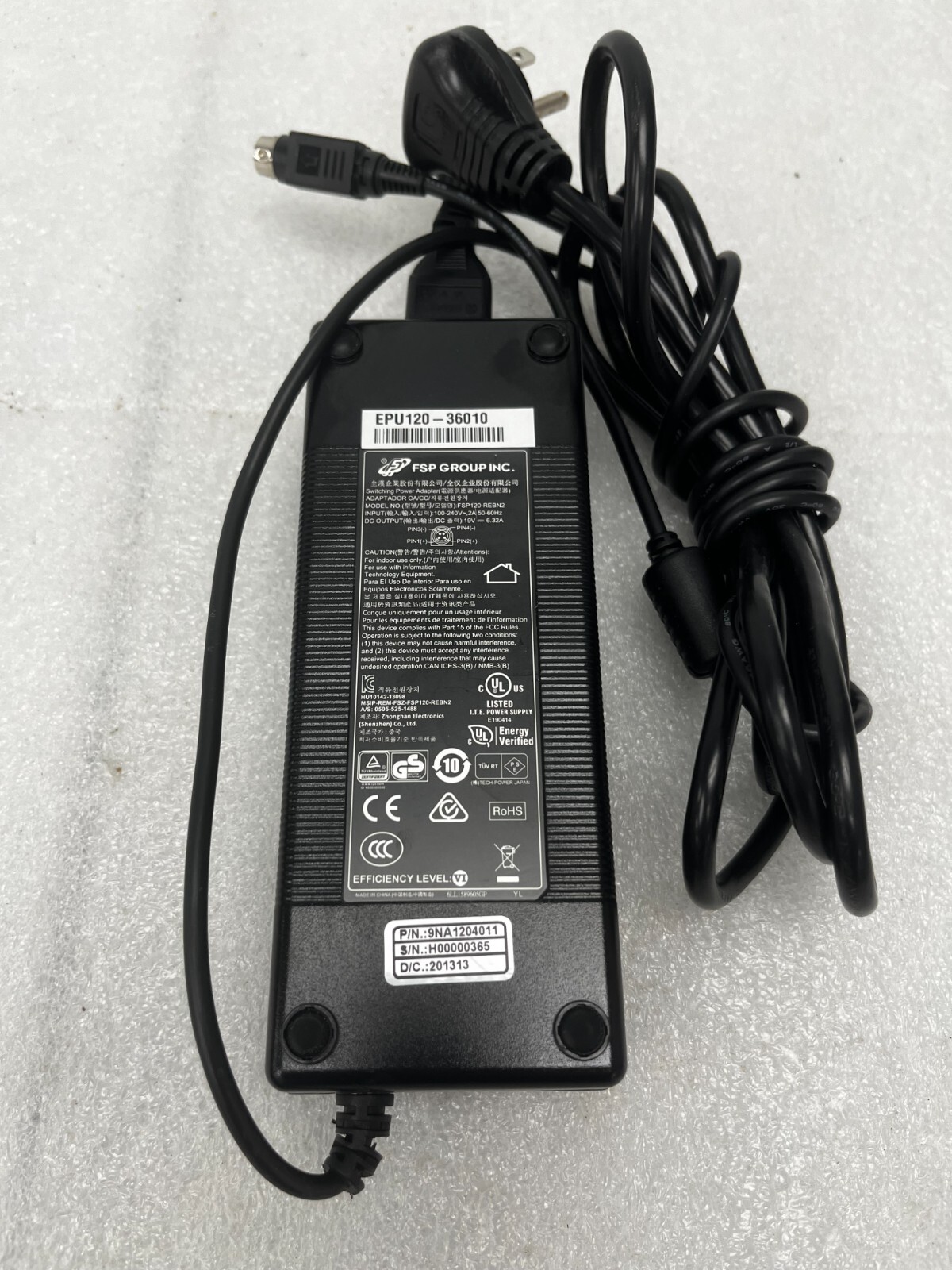 FSP Group Inc FSP120-REBN2 120W AC Adapter DC Output 19V 6.32A 4 Pin TIp