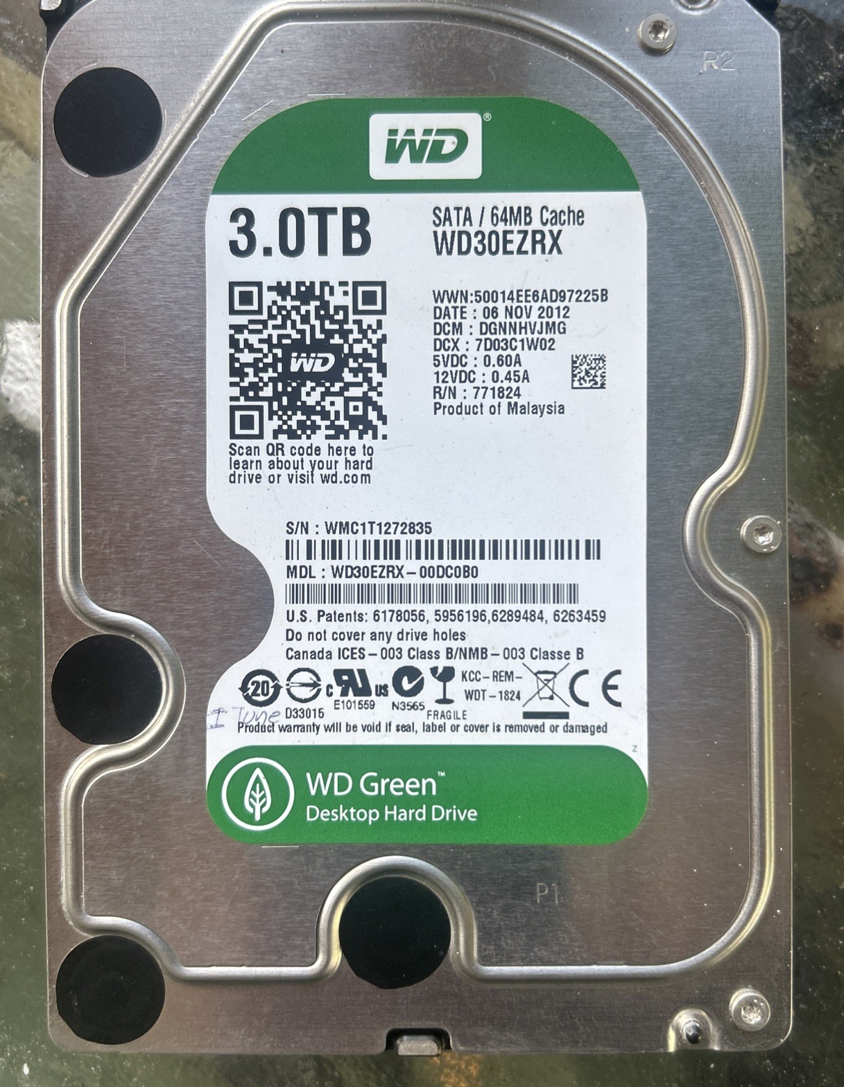 WD Green 3TB SATA 64MB Cache WD30EZRX WD30EZRX-00D8PB0 5400RPM 3.5" Desktop HDD