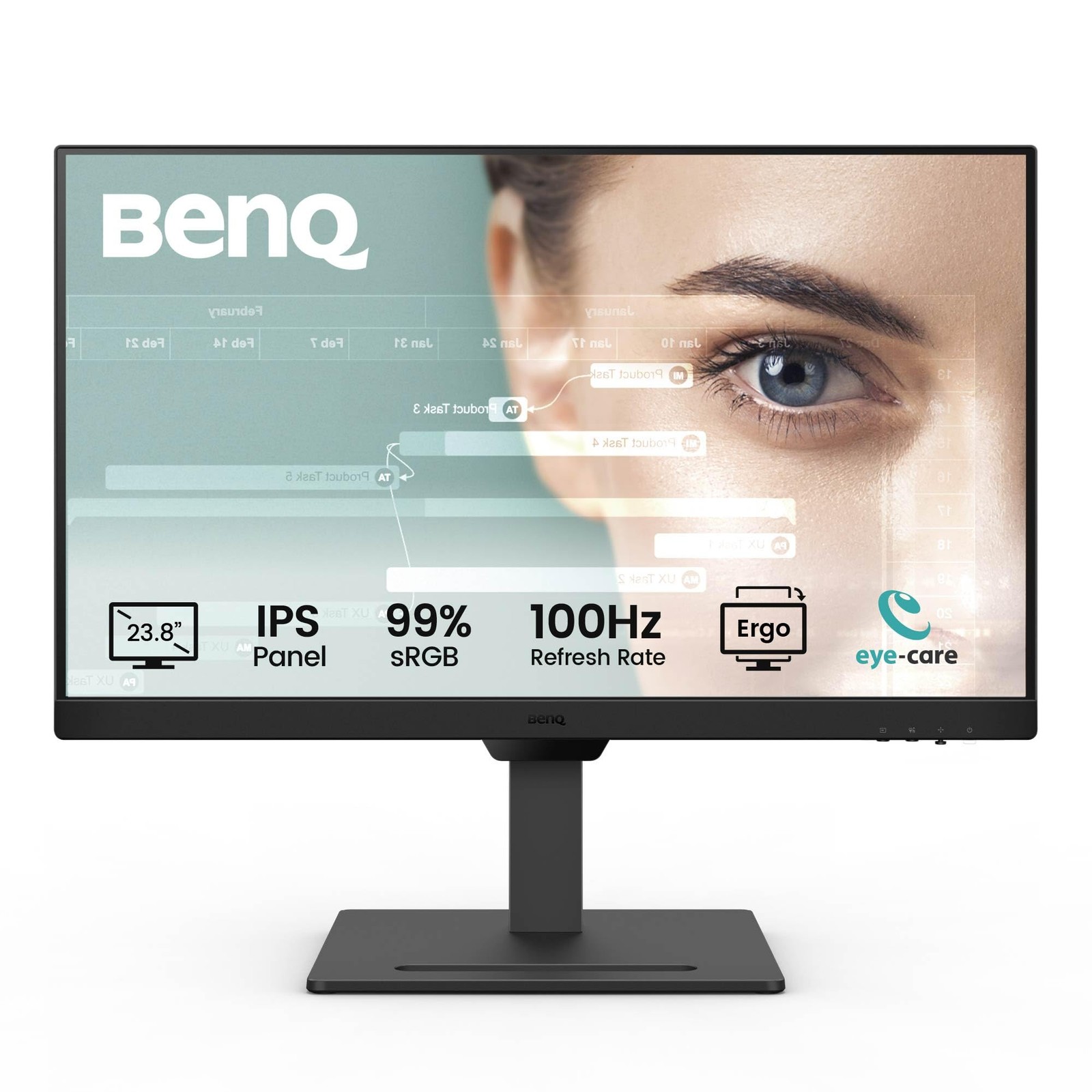 24 Inch 1080P FHD IPS Monitor Height Adjustable Ergonomic Design Eye Care Tech