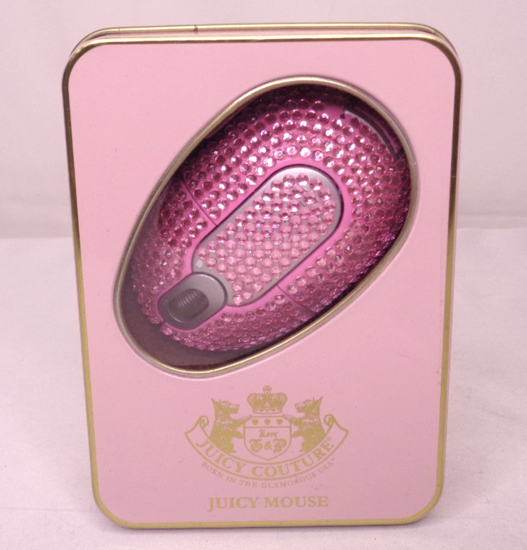 Juicy Couture Pink Rhinestone Blinged Out Wireless Juicy Mouse - Tested & Works