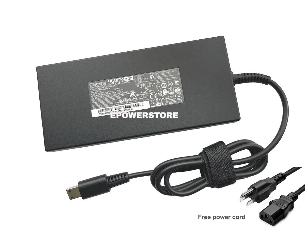 Slim Chicony 20V 14A 280W AC Adapter Charger For MSI Raider GE76 GE66 A22-280P1A