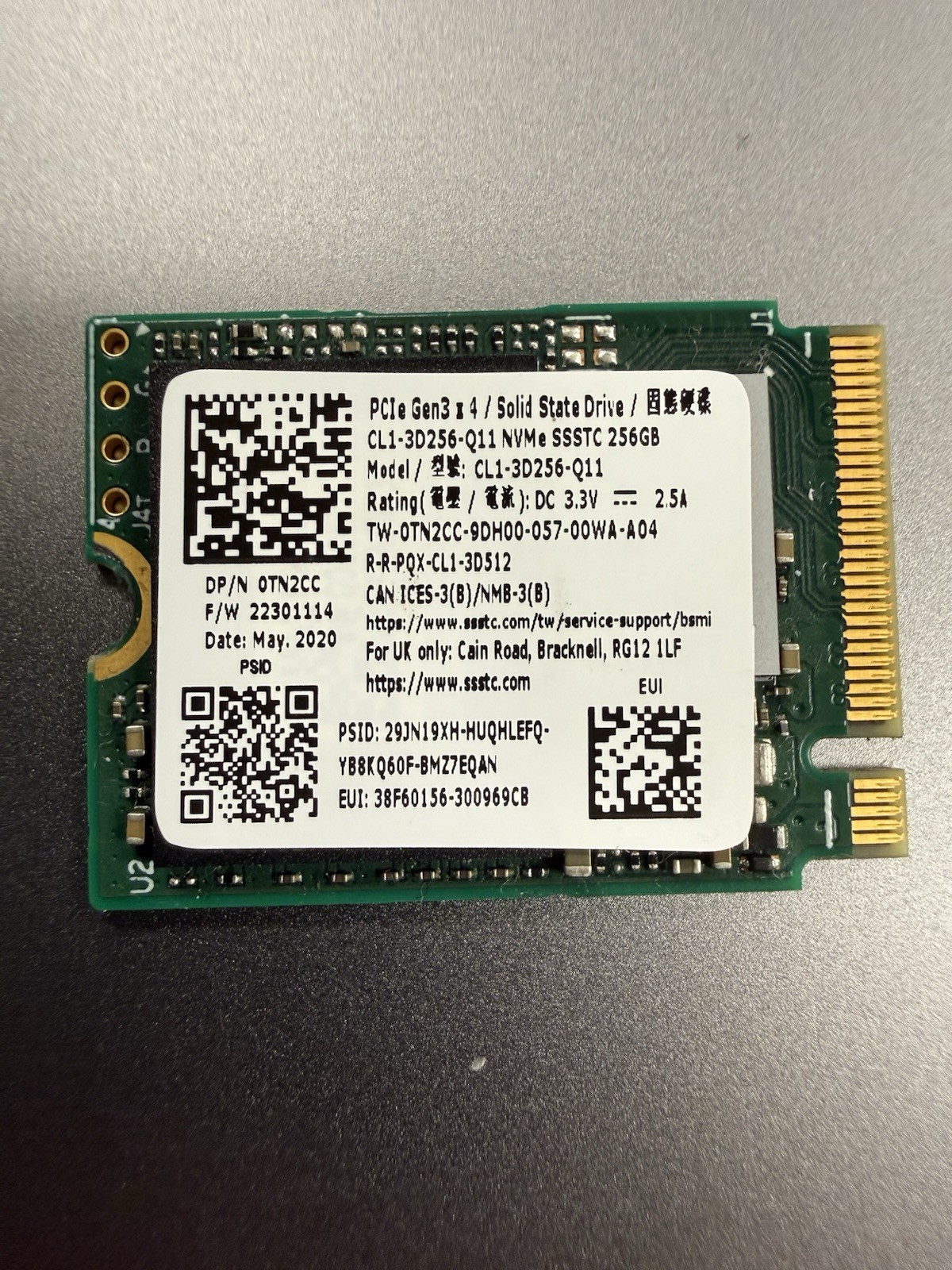 256GB SSSTC M.2 2230 PCIe Gen3 x4 NVMe SSD Solid State Drive CL1-3D256-Q11