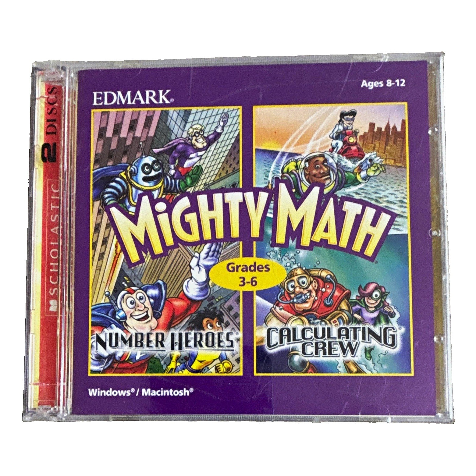 Edmark Mighty Math Grades 3-6 Number Heroes & Calculating Crew 2-CD Win/Mac
