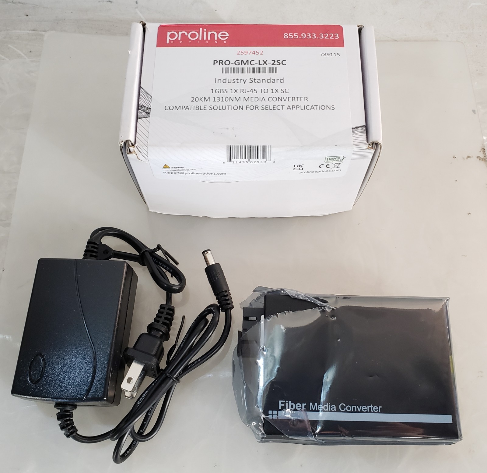 Proline PRO-GMC-LX-2SC 1GBs 1x RJ-45 to 1x SC Gigabit Media Converter NEW *OB*