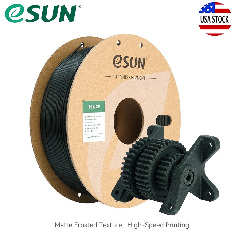 eSUN PLA CF 3D Printer Filament High-strength Carbon Fiber PLA 1.75MM 1KG Green