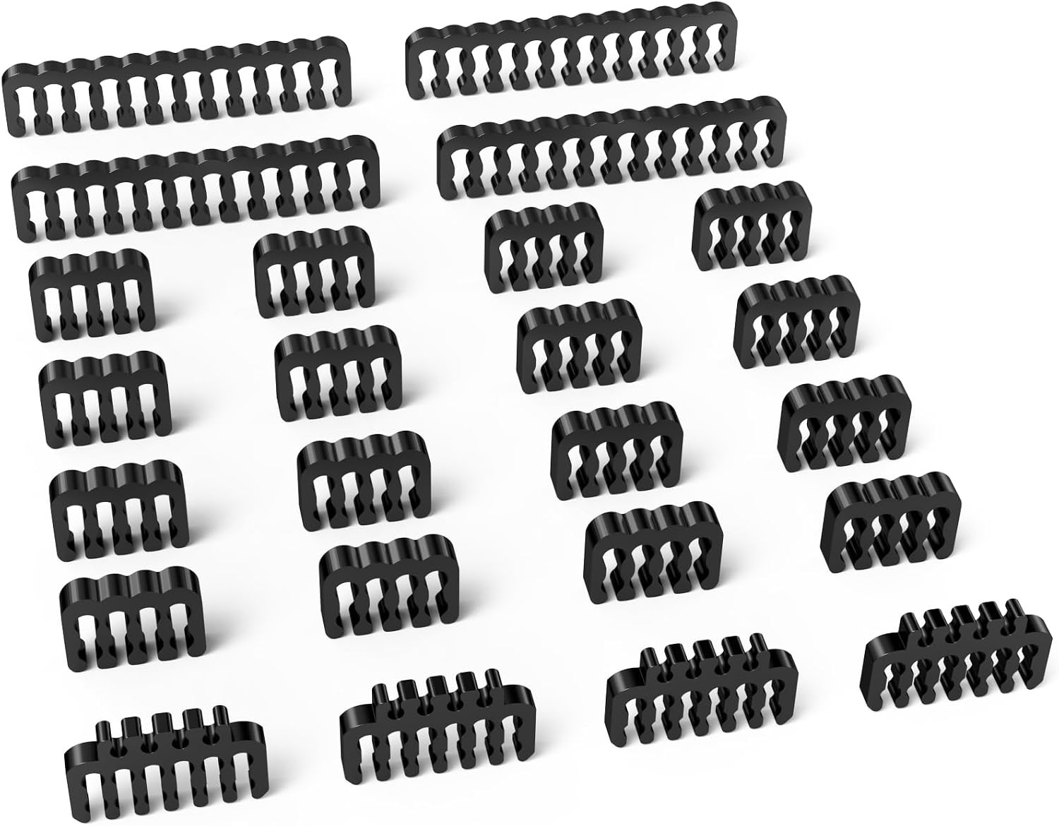 Black 24-PCS PSU Cable Combs Kit,24/12VHPWR/8Pin,3.5mm