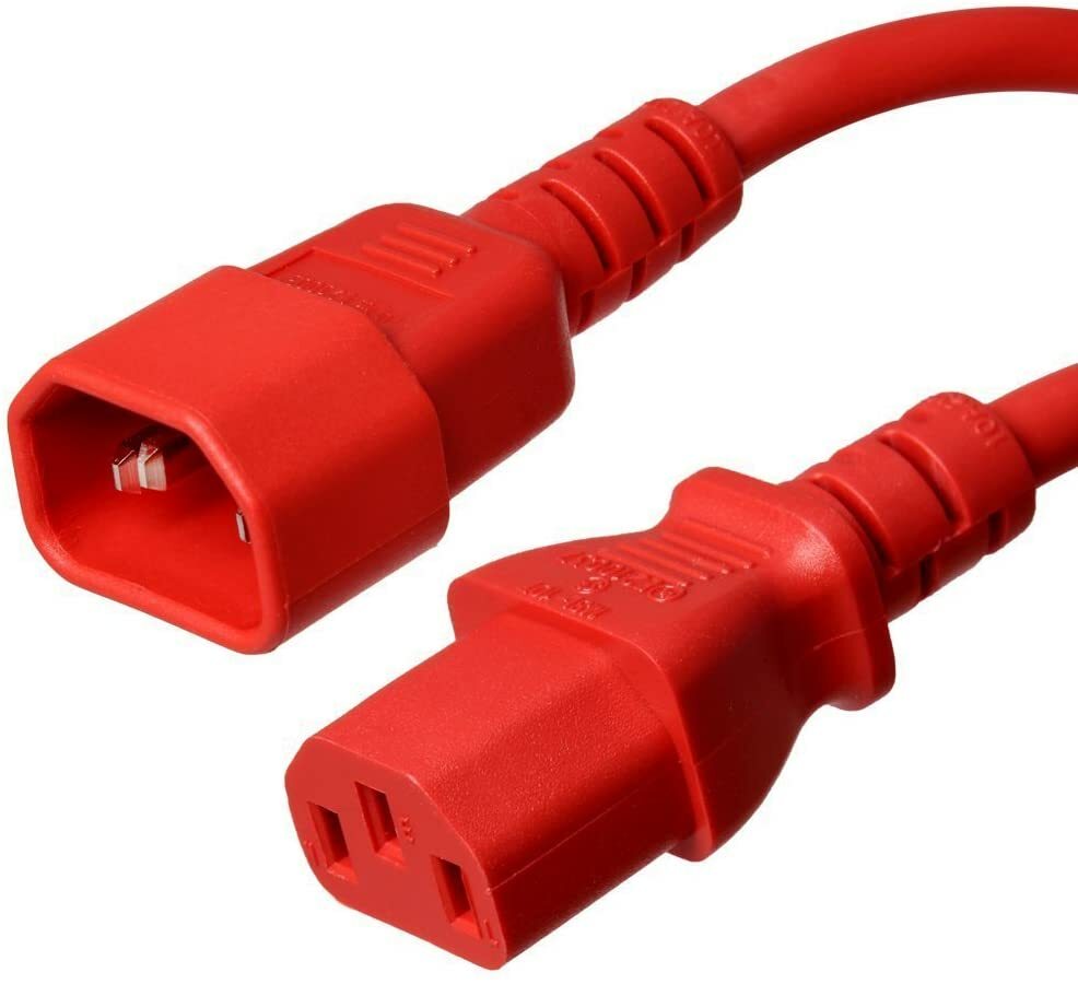 15 PACK LOT 3ft IEC C14 - C13 Red Power Cord 14AWG 15A/1875W 100-250V 1M