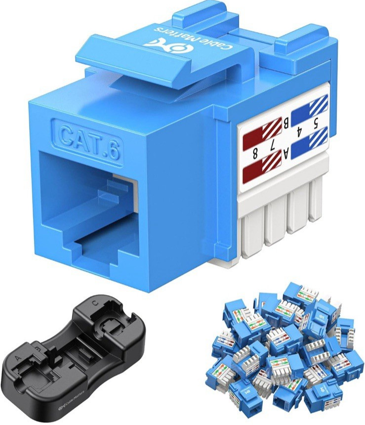 25pk Cable Matters [UL Listed] 10Gbps Rapid-Install Cat6 Keystone Jacks Blue