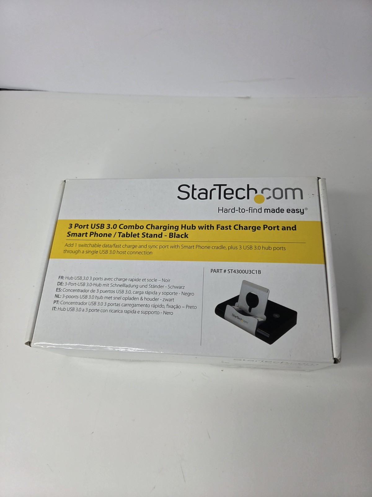 StarTech.com 3-Port USB 3.0 Hub (ST4300U3C1B) With Quick Charge Port & Tablet