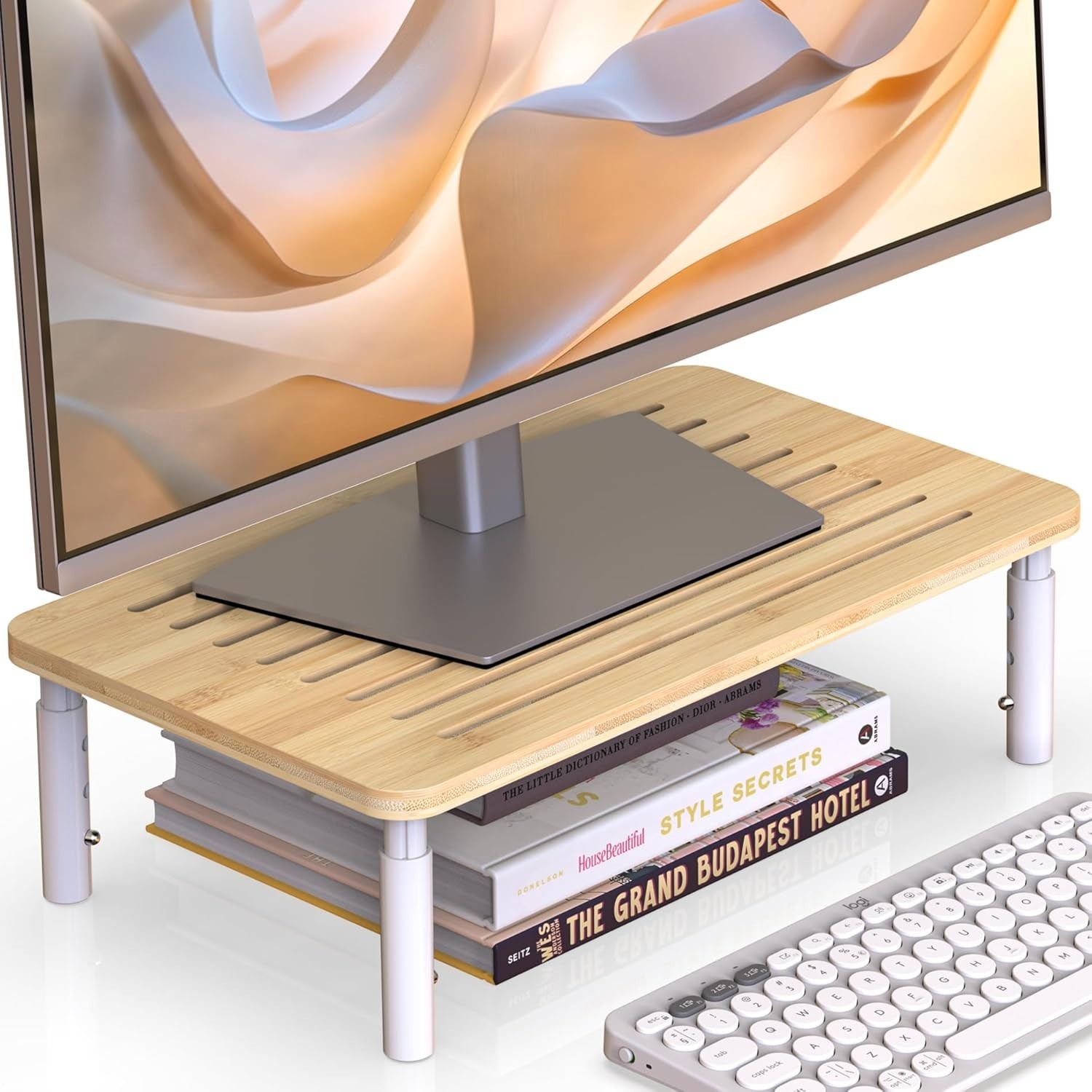 Monitor Stand Riser, 4 Adjustable Height, Laptop Stand with Airflow Vents, De...
