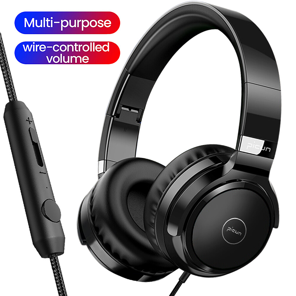Soft Earmuffs Heaphones Over Ear Comfortable Stereo Headset Wired + Built-in Mic