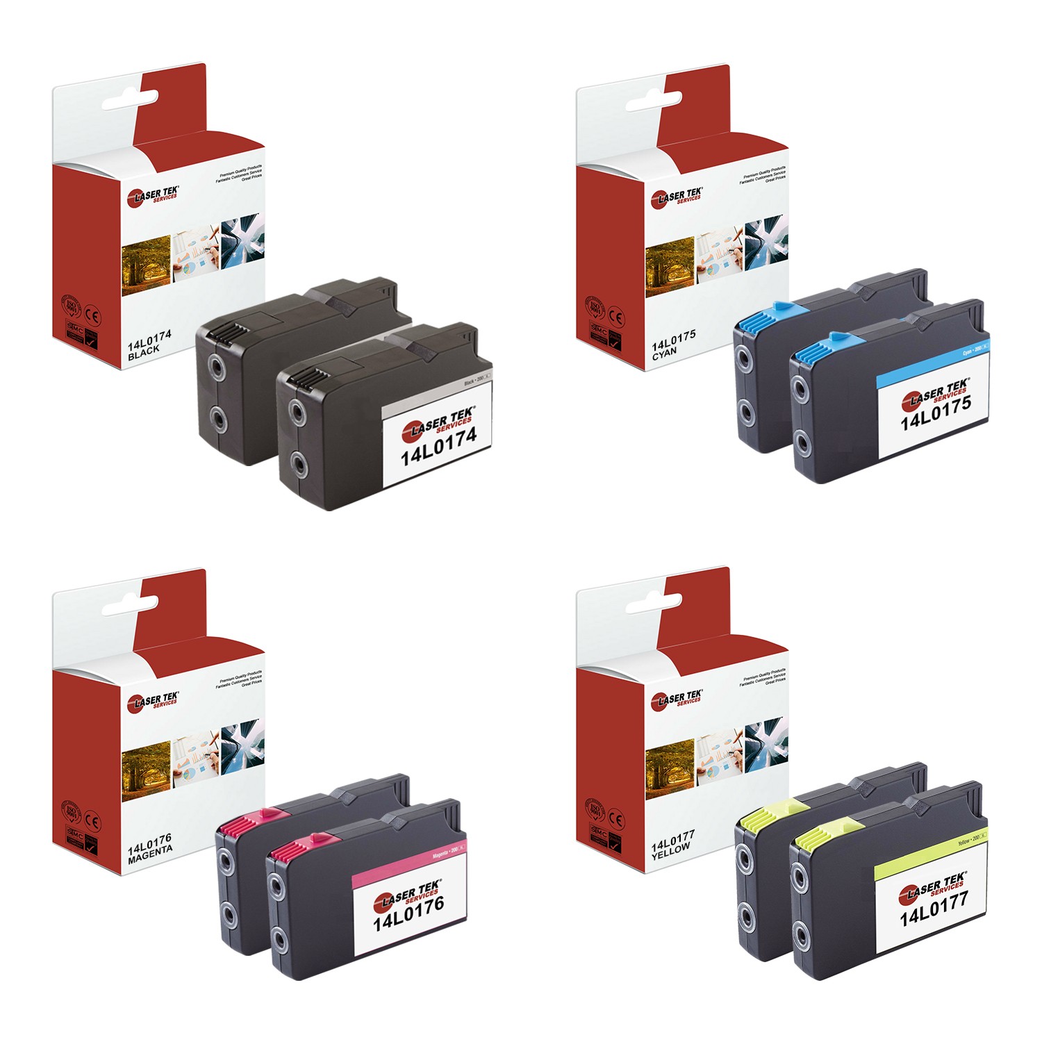 8Pk LTS 200XL BCMY HY Compatible for Lexmark OfficeEdge Pro4000 5500 Ink