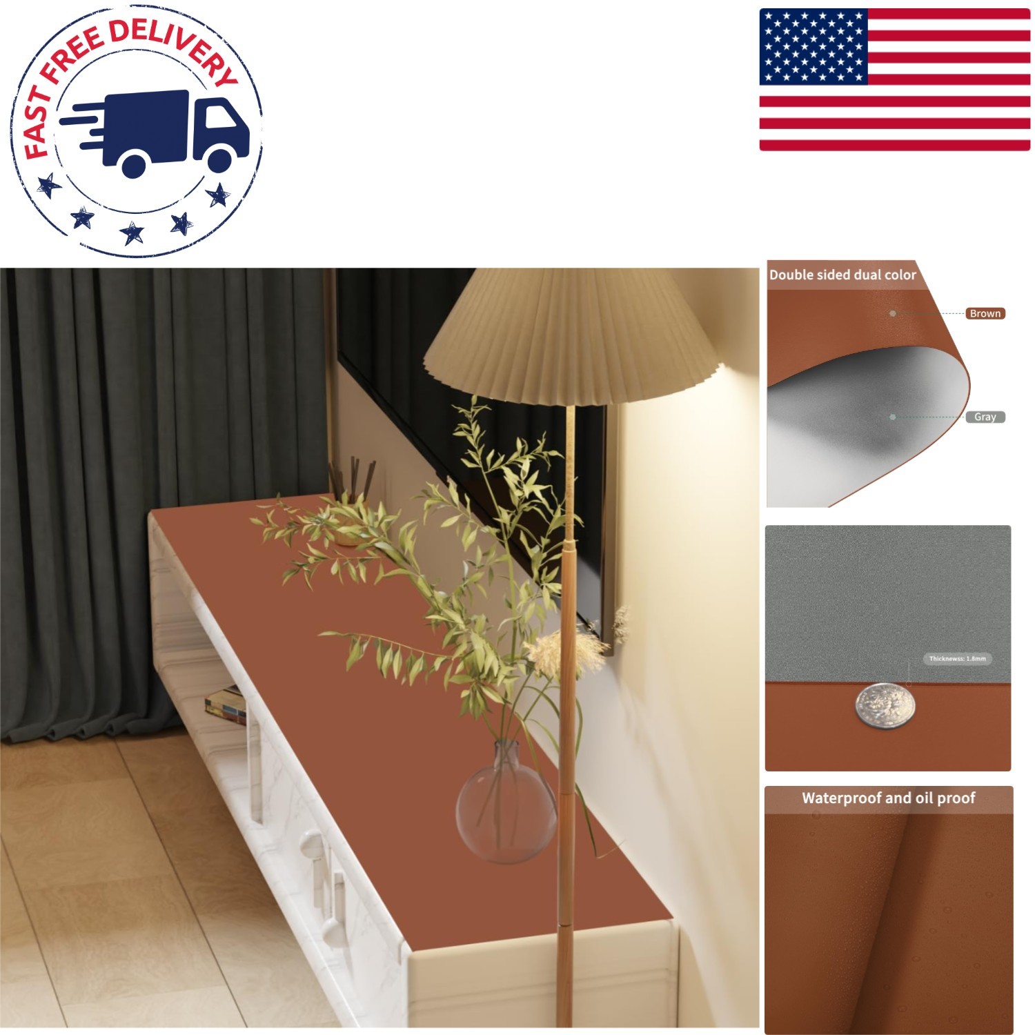 Leather Desk Mat, Dual-Sided 17x72 Inch Protector for Elegant Spaces