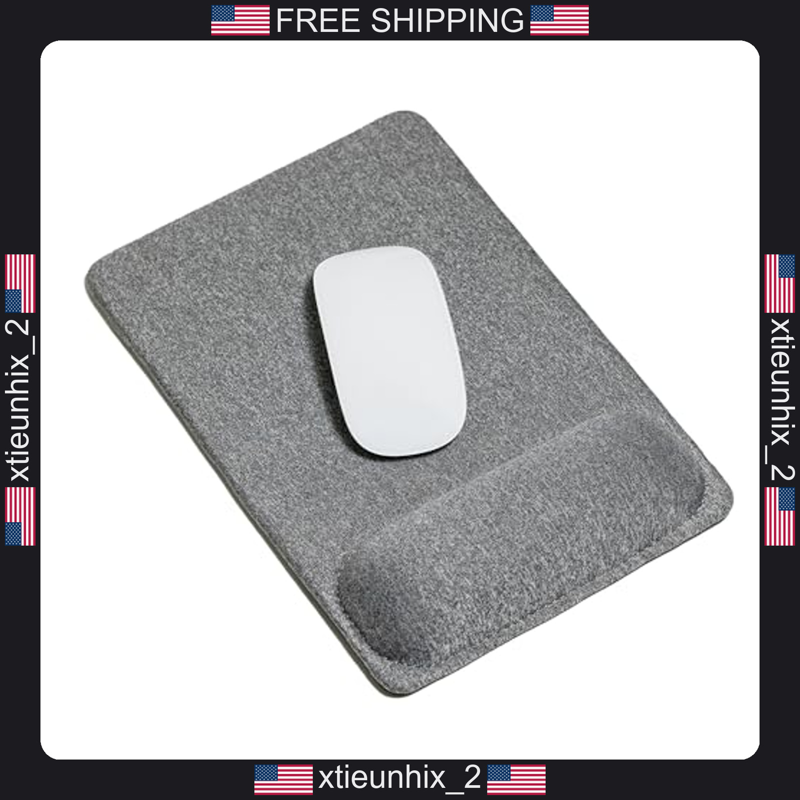 Ergonomic Mouse Pad with Wrist Rest Large Non-Slip Support Grey 10.6x7.3 inches