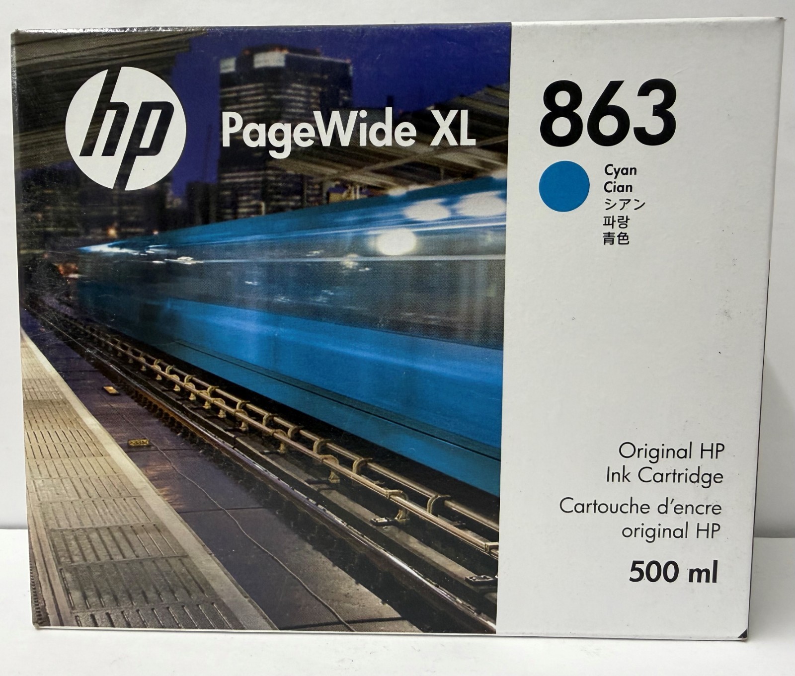 New Genuine HP 863 Cyan Ink Cartridge Box PageWide XL 3920 500ml