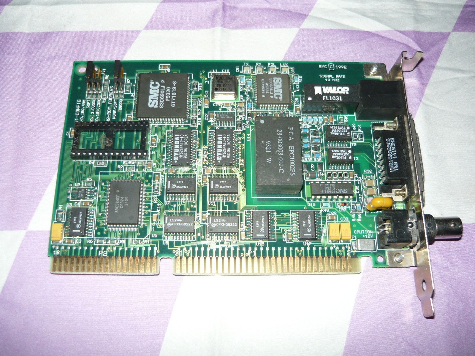 Vintage SMC Signal Rate 10 MHz 83C690LJ ISA Network Ethernet Card Used