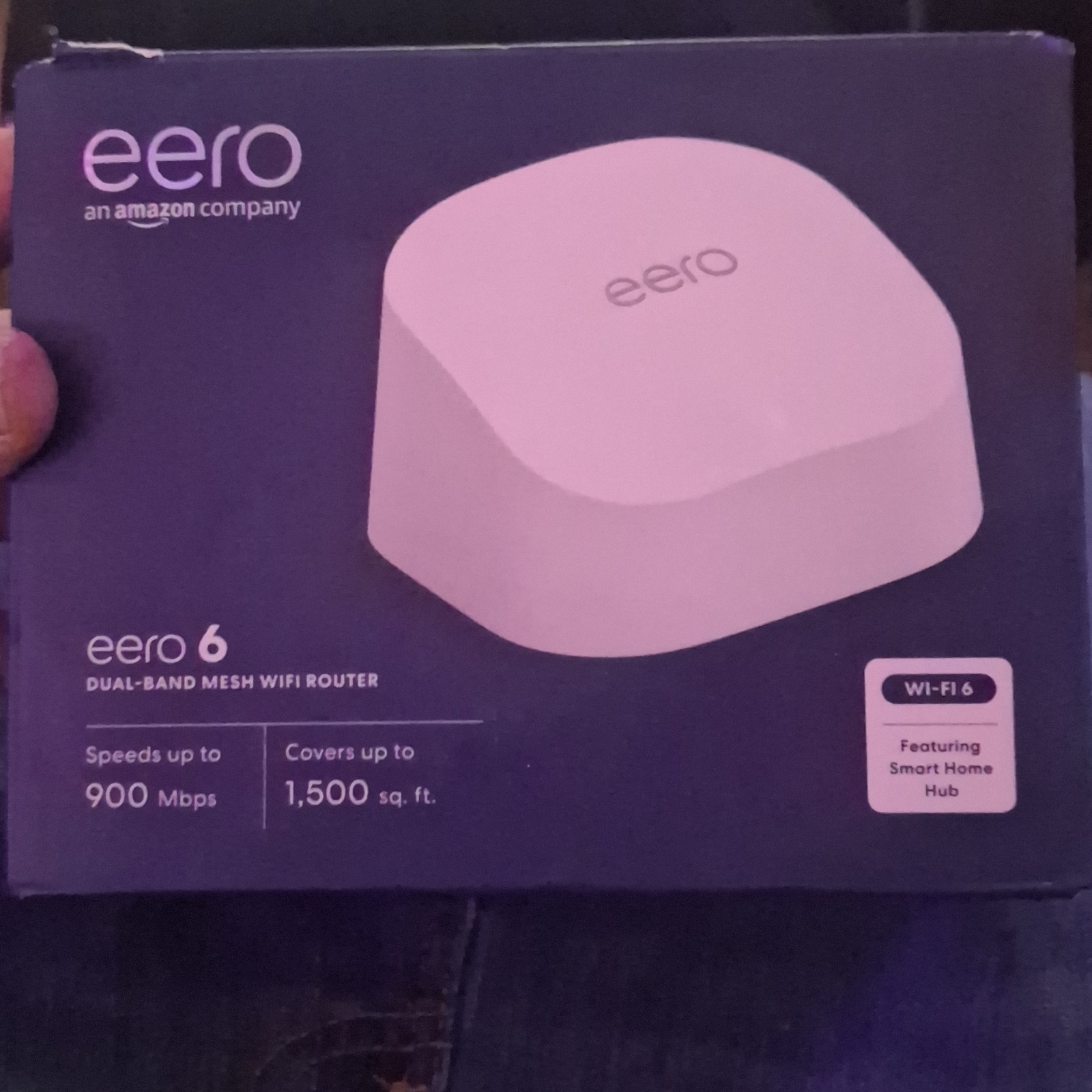 eero 6 Dual-Band Wi-Fi 6 Router, Smart Home Hub, 900 Mbps, White