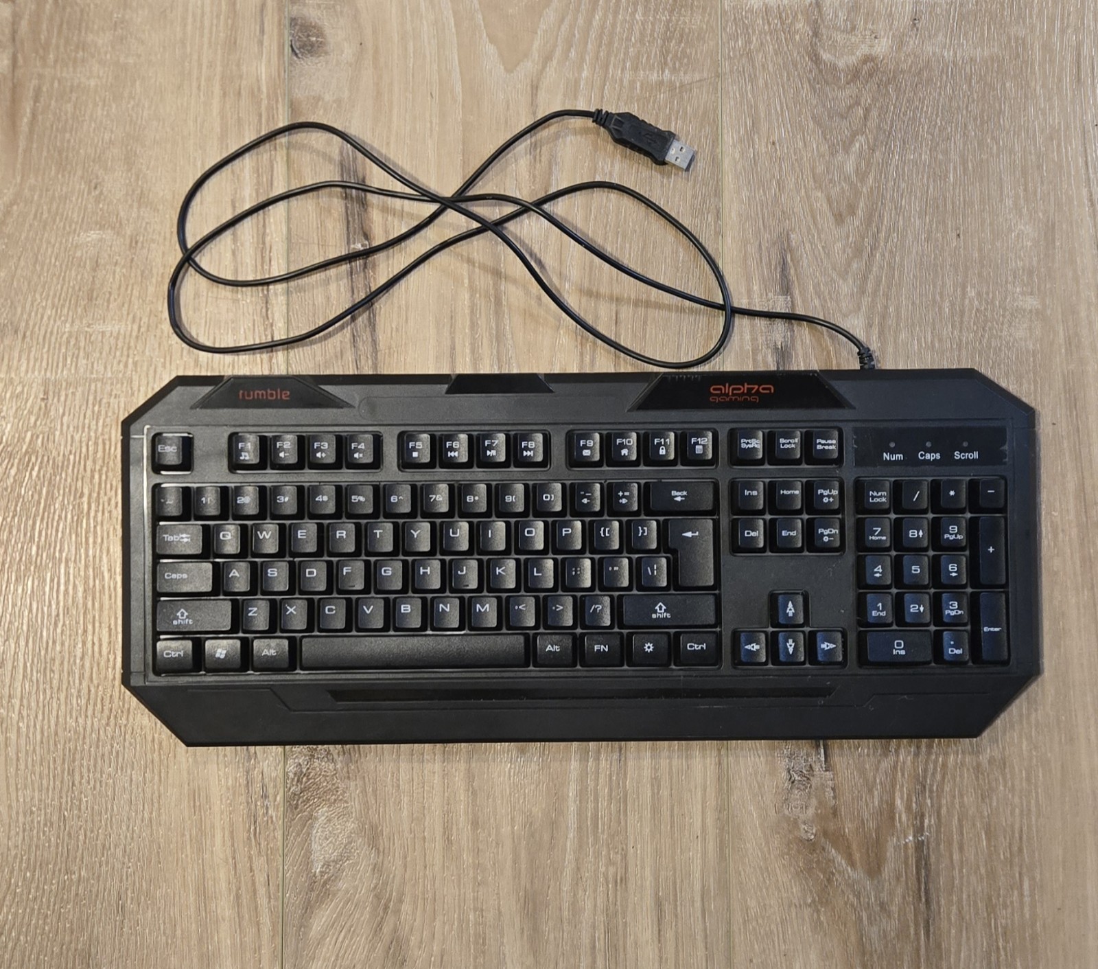 Alpha Gaming Keyboard Model 7290 Wired LED Lights USB Black Used