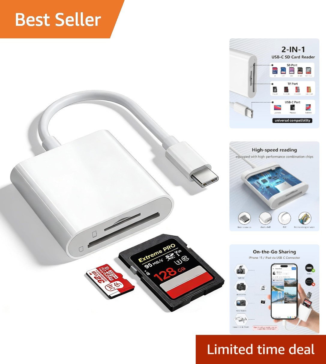 USB-C SD Card Reader for iPhone 17/16/15 - Effortless File Transfer