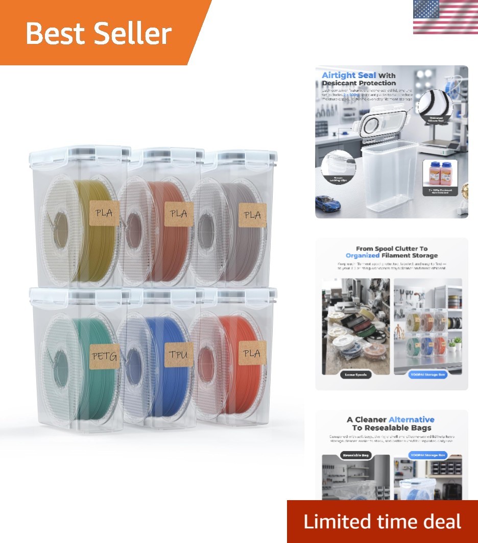 Clear Filament Storage Containers - 6-Pack for Easy Organization & Protection