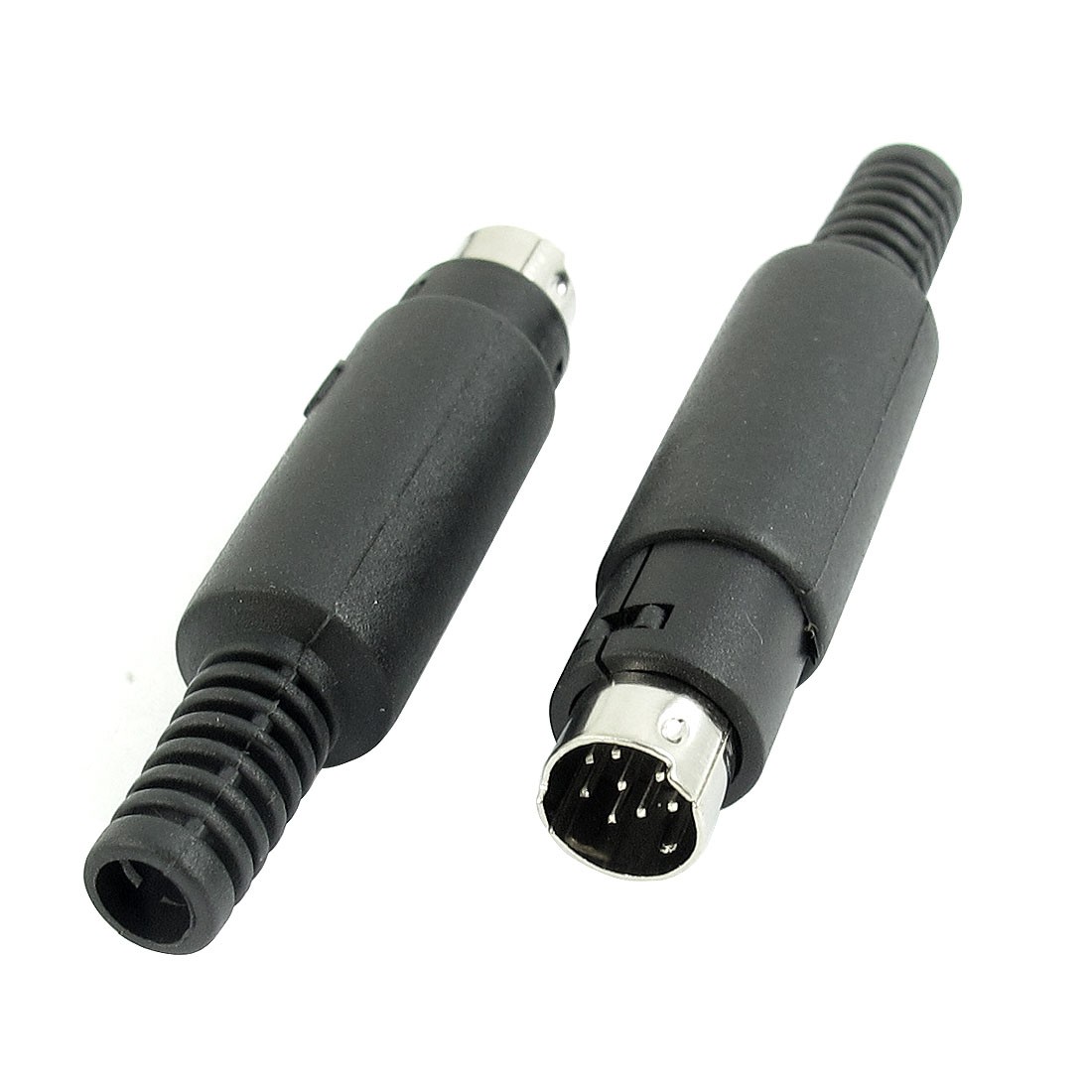 2Pcs Black DIN 8Pin Male Socket Audio Video Adapter Connector