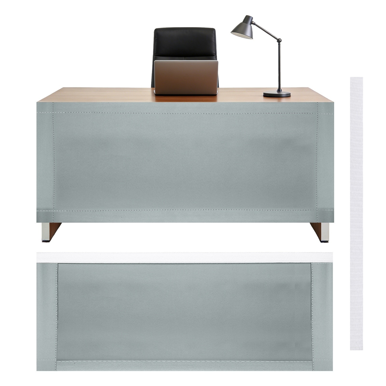 59x24 Inch Under Desk Privacy Panel, Desk Skirt Office Home, Gray