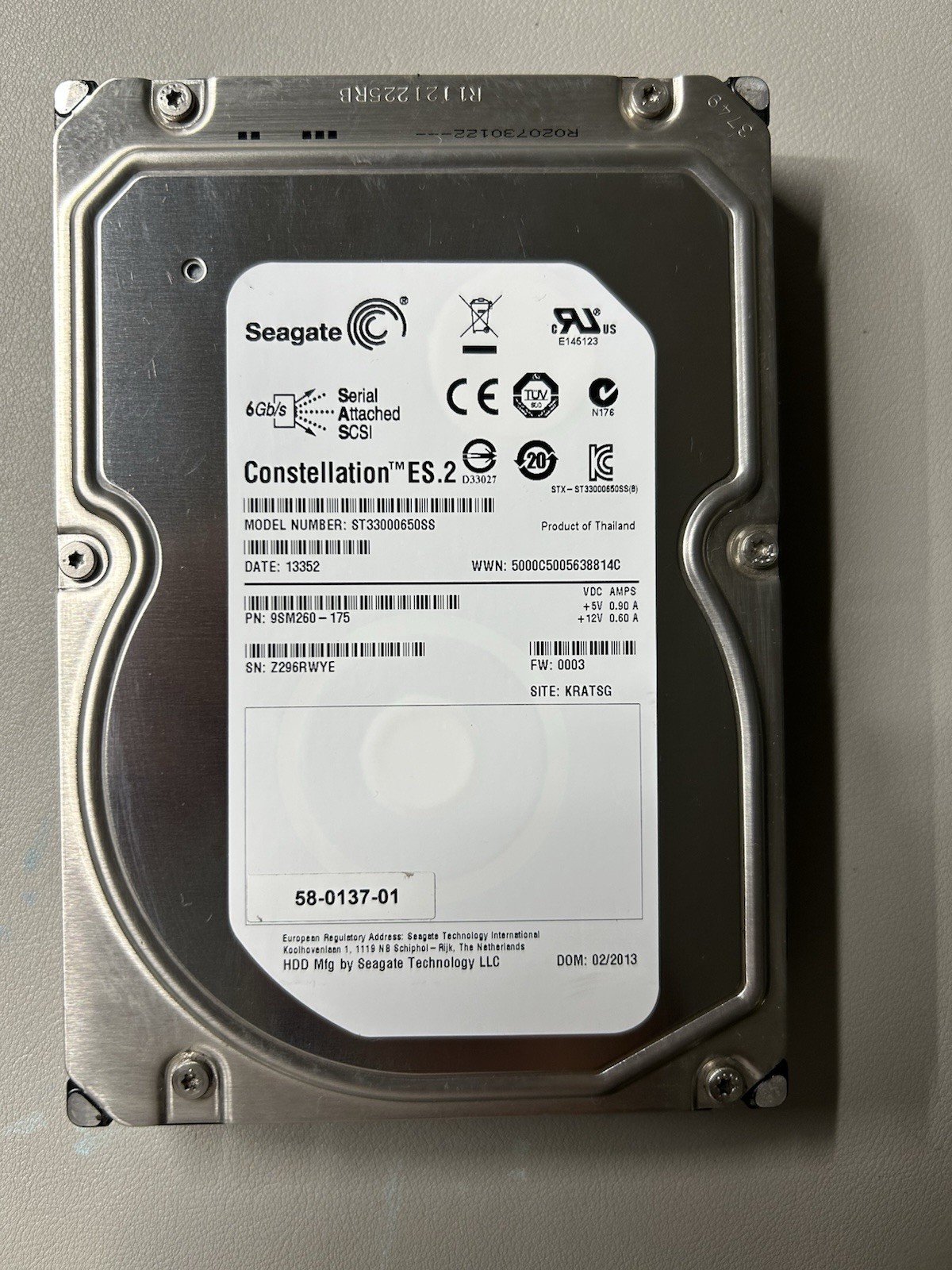 Seagate Constellation ES.2 ST33000650SS 3TB 3.5" SAS 6Gb/s 7200RPM HDD, 100%