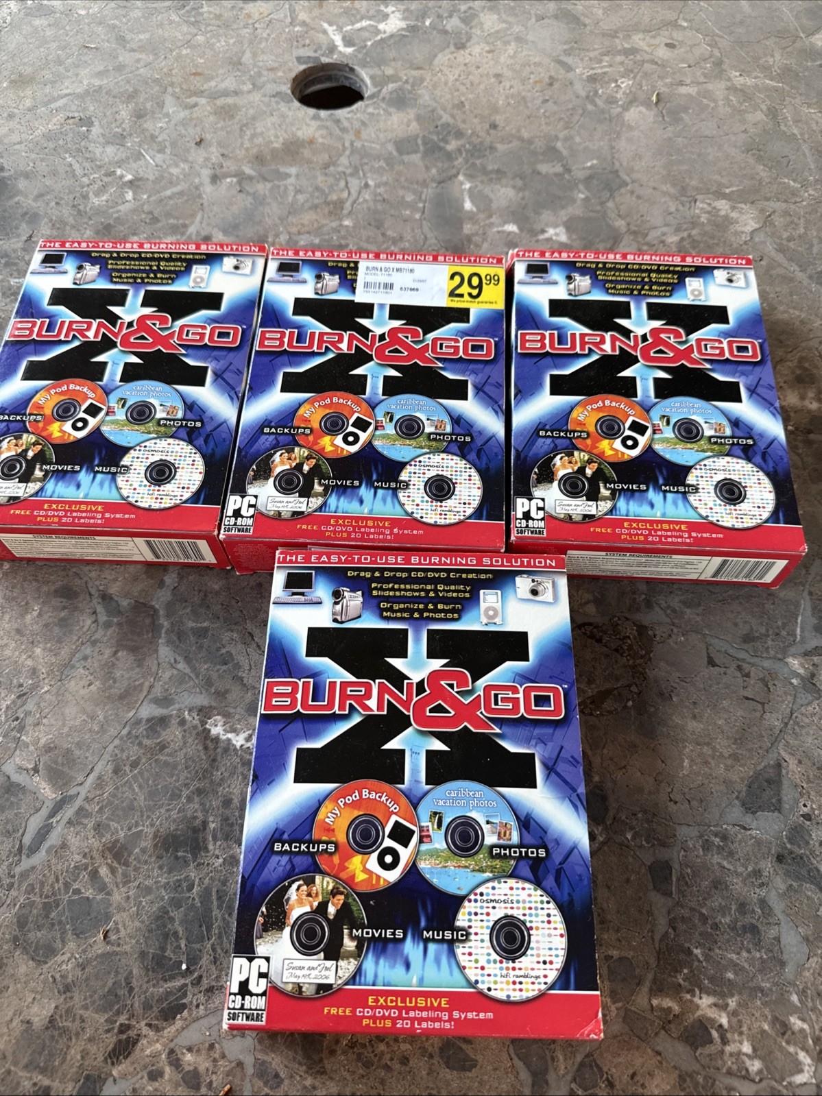 Lot Of 4 Burn N Go CD/DVD/ BURNING FULL VERSION Software New Sealed Retail Box