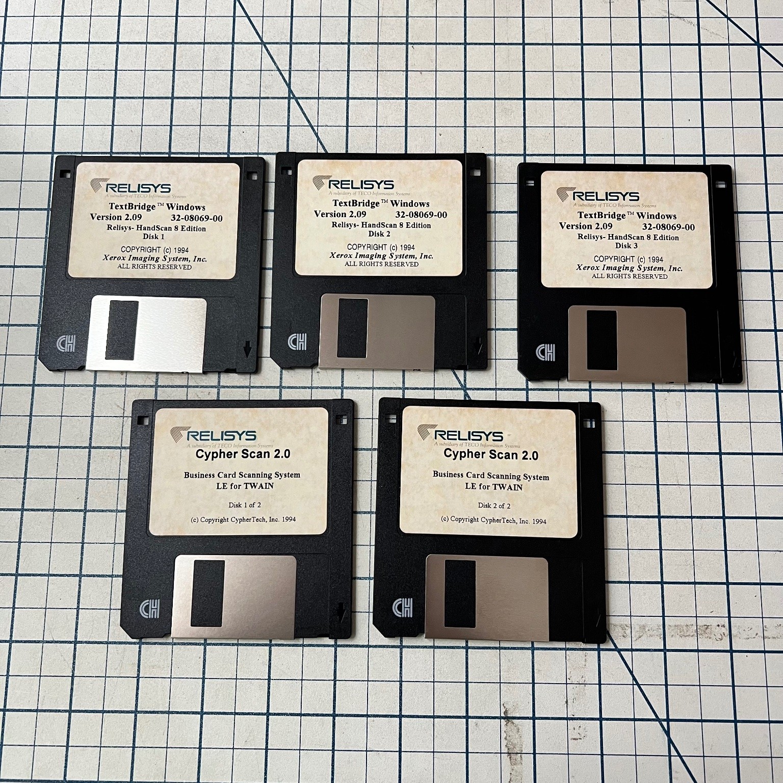 RELISYS Vintage Software Lot 3.5" Floppy Disks TextBridge Cypher Scan 1994