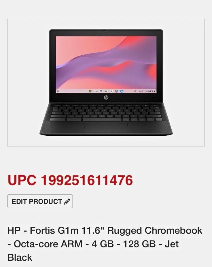 HP Fortis G1m 11.6in Rugged Chromebook Octa-core ARM 4GB 128GB Jet Black