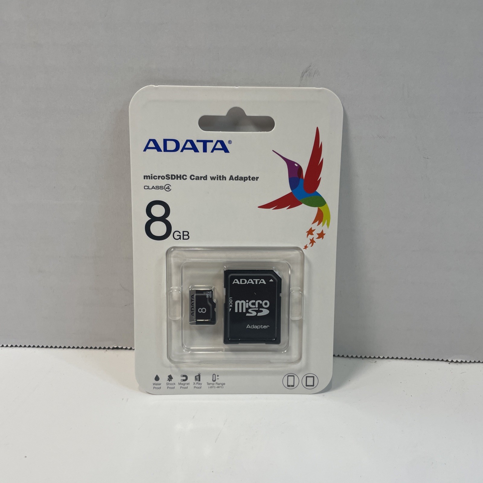 ADATA MicroSDHC Card 8GB Black Class 4 Memory Card with Adapter AUSDH8GCL4-RA1
