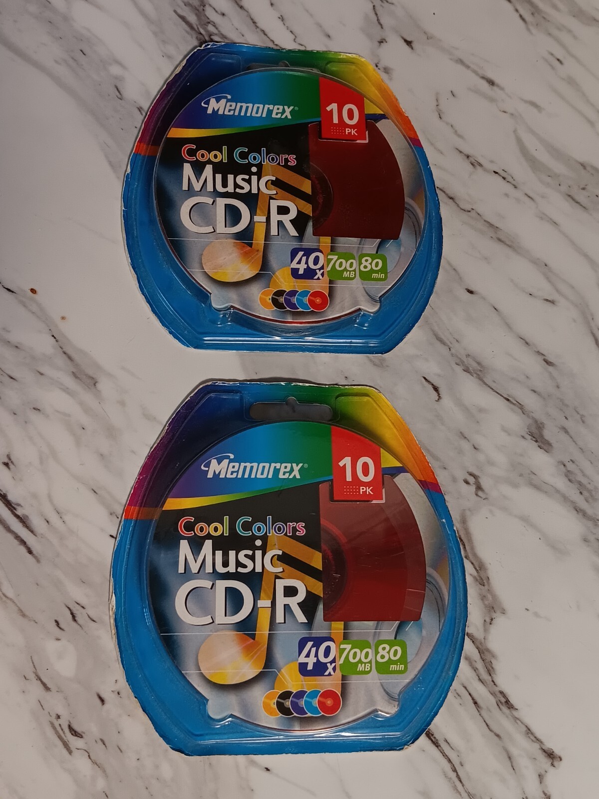 New 2 Packs Memorex Cool Colors CD-R 10pk 40X 700 MB 80 MIN