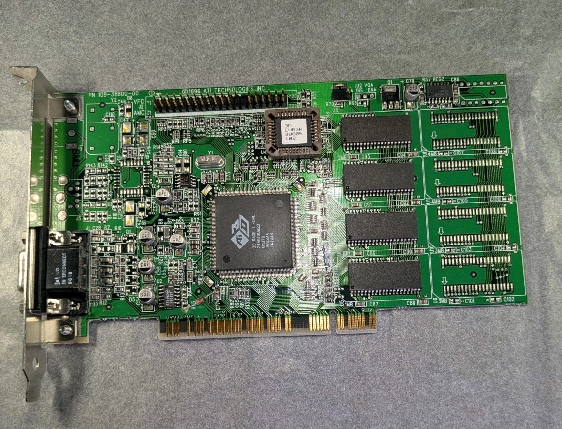 VINTAGE ATI 3D Rage II + DVD PCI Video card 109-38800-10 very RARE old card