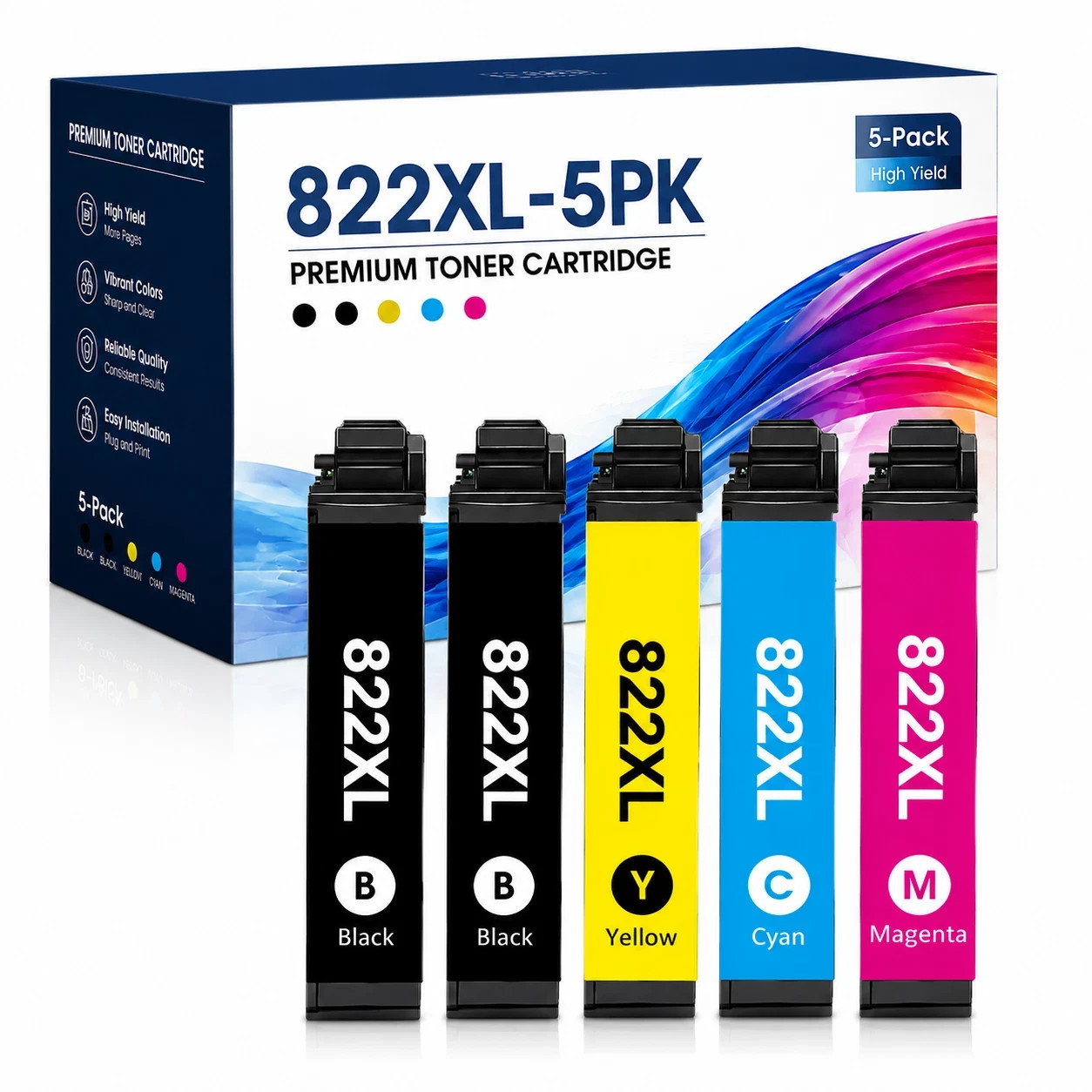 Replacement 822xl-5PK Workforce Pro WF-3820 WF-3823WF-4820