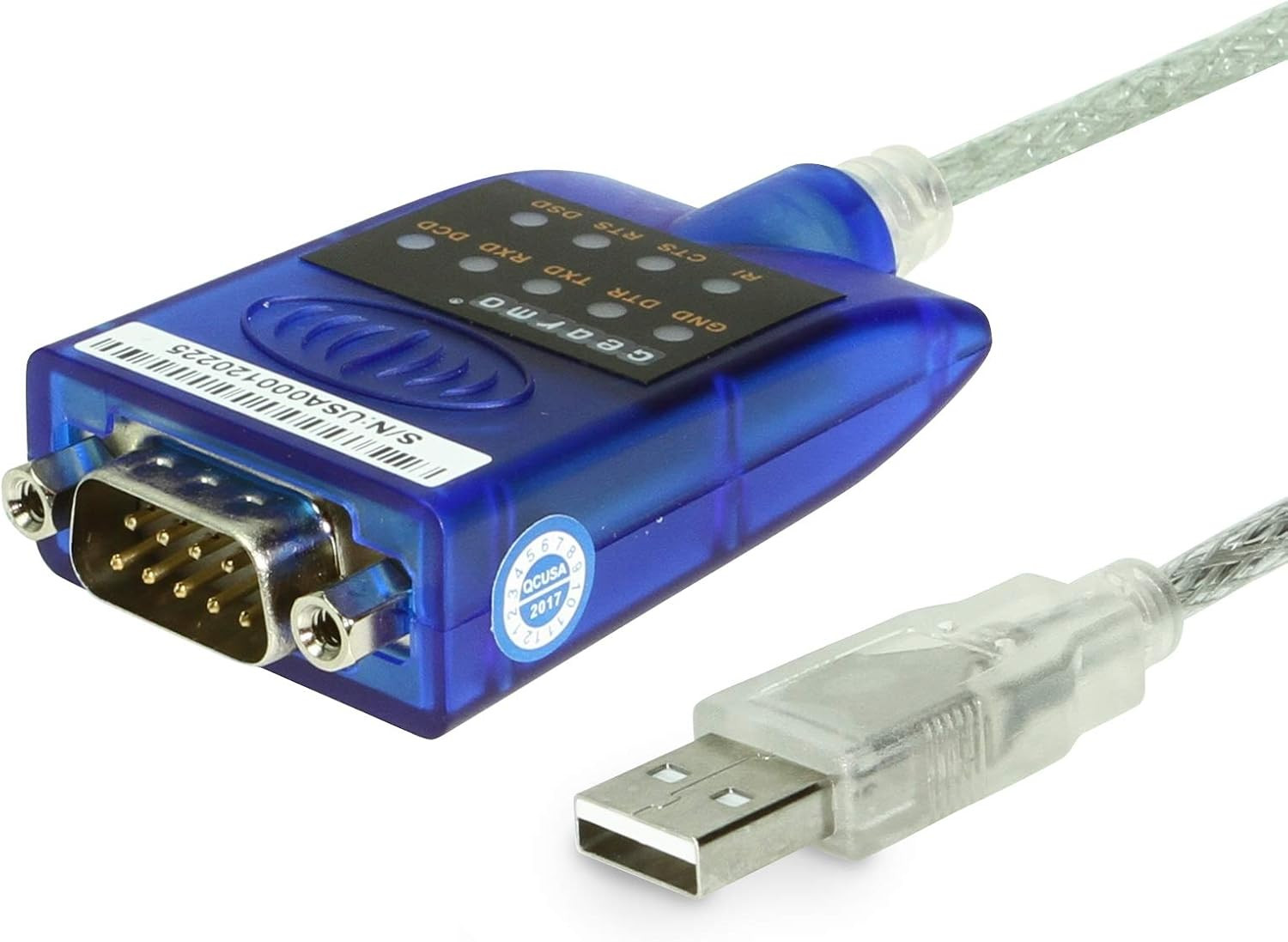 USB to Serial RS-232 Adapter with LED Indicators, FTDI Chipset, Supports